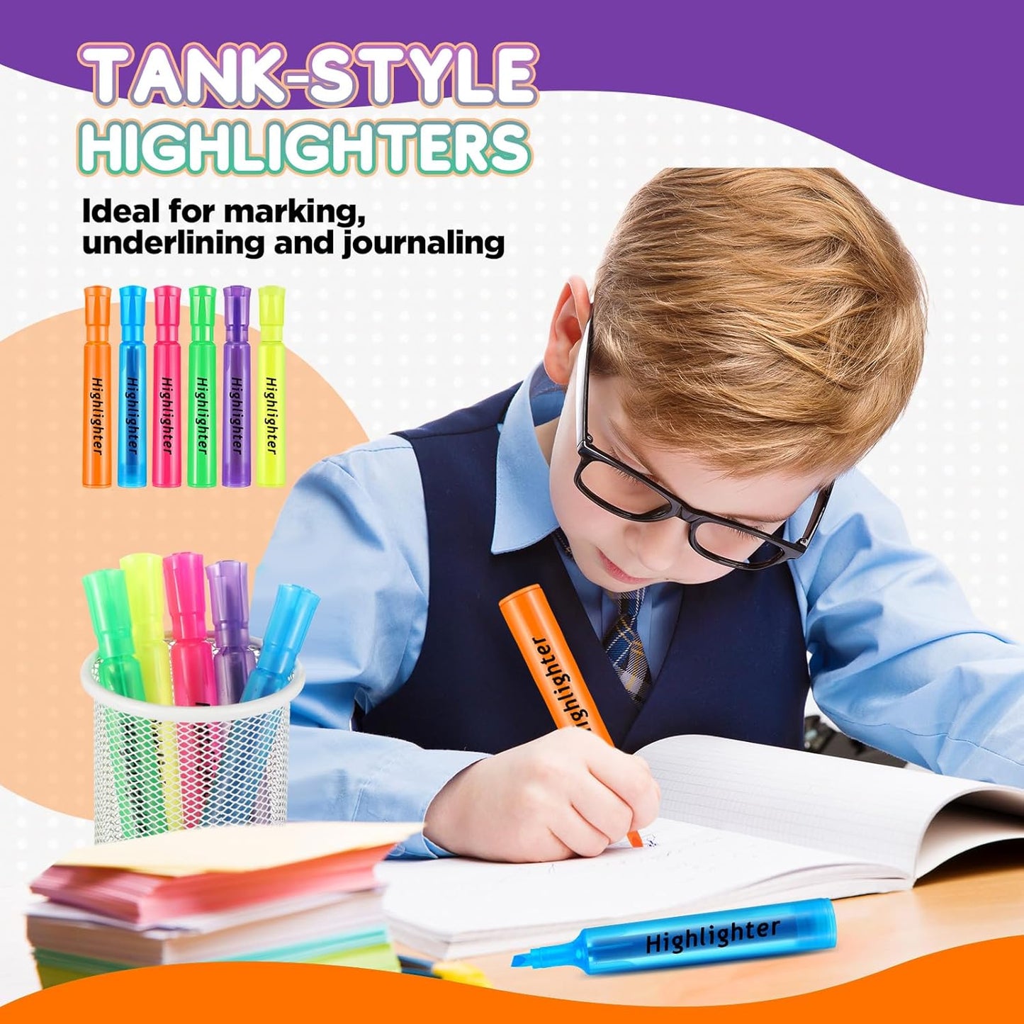 Qilery 30 Pack Highlighters Bulk, Tank Style Chisel Tip Highlighters Markers Quick Drying for Kids and Adult Coloring, Classroom Home Office School Supplies (Multicolored)