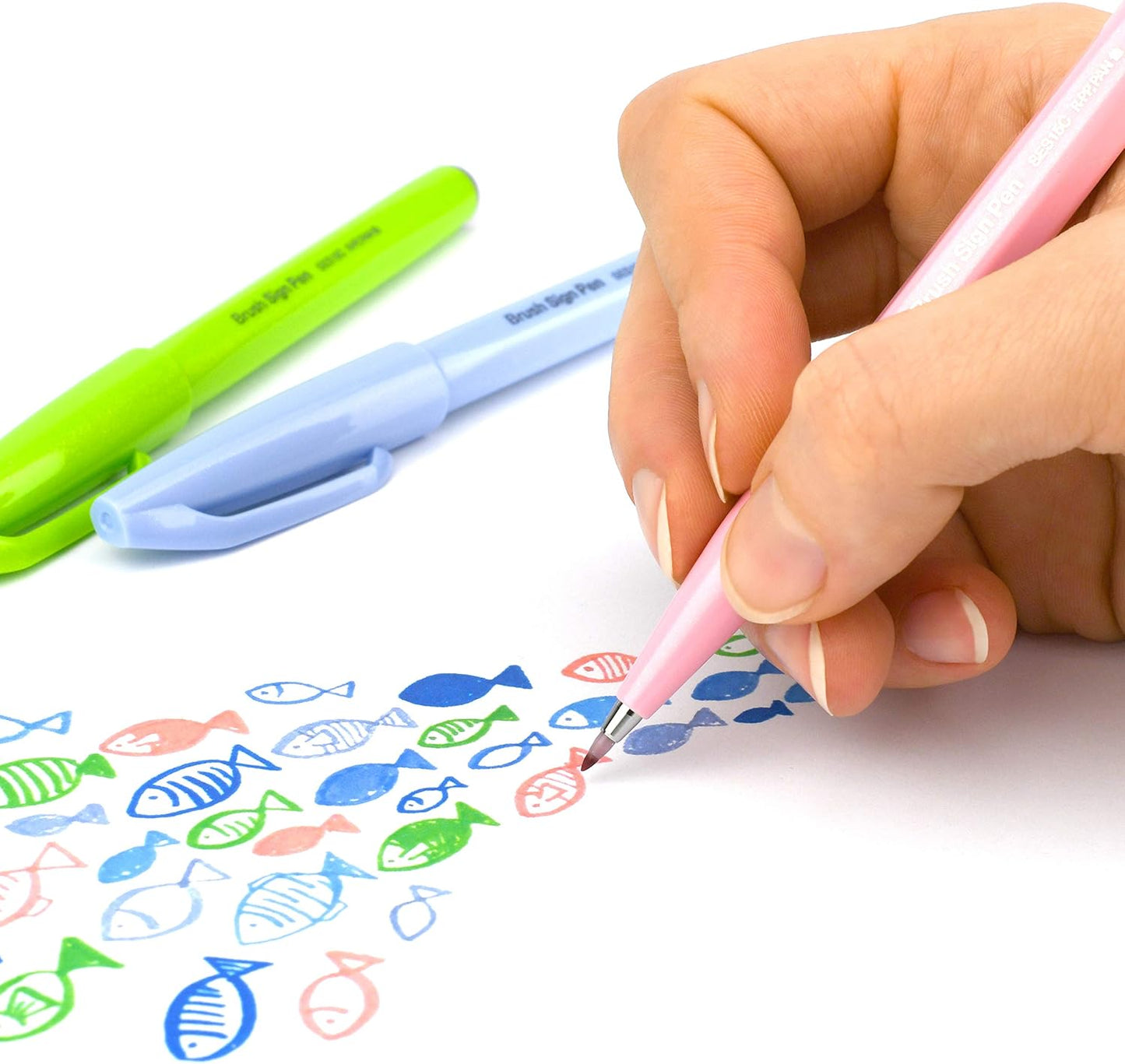 Pentel Arts Sign Pen Brush Tip, assorted 4 Pastel Colors, 6-Pk (SES15C2BP6M1)