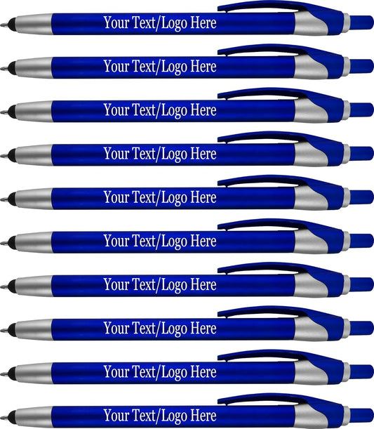 Personalized With your Custom Logo or Text Pens-Pack of 450- for Marketing, Parties, and Events, 2 in 1 Capacitive Stylus & Ballpoint Pen Compatible With Touchscreen Devices, Black Ink, Blue Pens