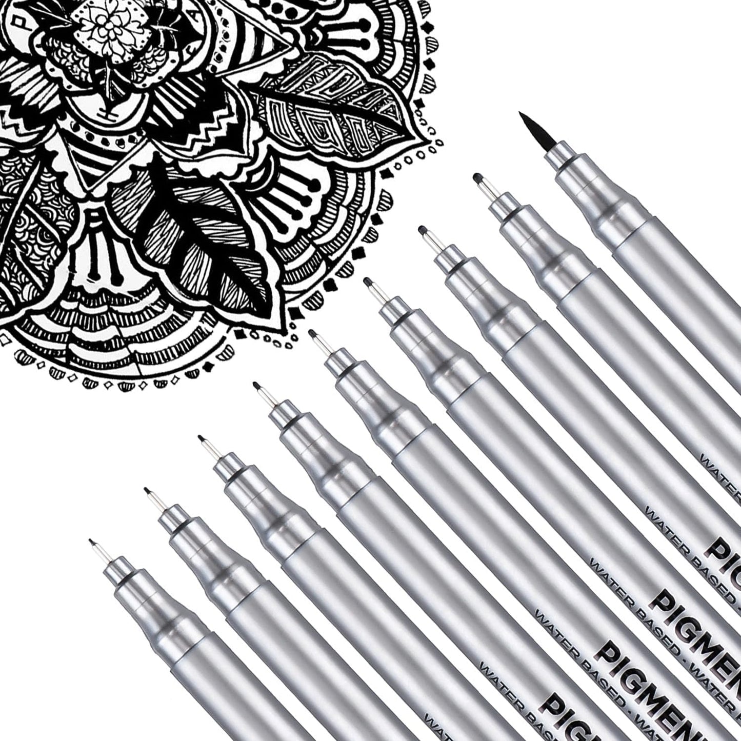 Dyvicl Micro-Pen Fineliner Pens, Black Pigment Liner Multiliner Archival Ink Micro Fine Point Pens for Drawing, Sketching, Journaling, Doodling, 9 Pack