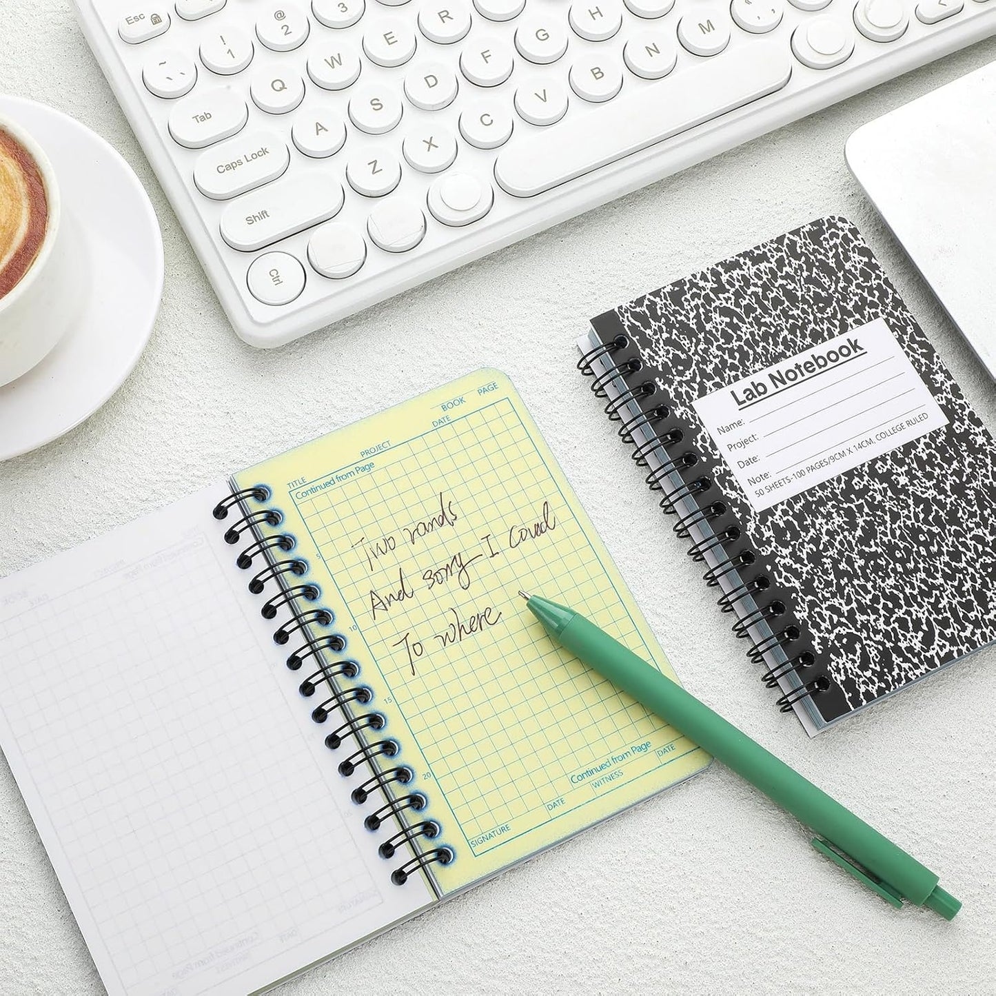 2 Pack Mini Carbonless Lab Notebook Carbon Copy 3.5'' x 5.5'' Laboratory Engineering Chemistry Computation Notebook Science Grid Contains 50 Set Pages 100 Sheets Total Coil Binding(Black)