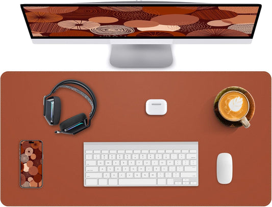 Leather Desk Pad Protector,Office Desk Mat,Large Mouse Pad, Non-Slip PU Leather Desk Blotter,Desk Pad,Waterproof Desk Writing Pad for Office and Home (Black,35.4" x 17")