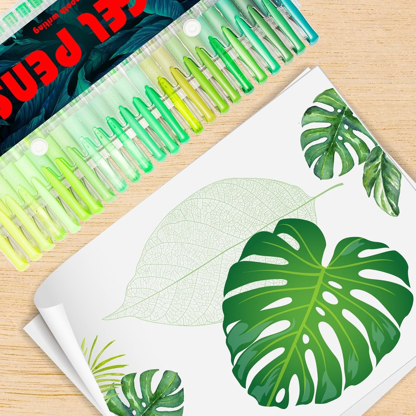 90 Pack Green Tone Gel Pens, 30 Green Tone Gel Pens with 60 Refills,40% More Ink Colored Gel Pens for Adults Coloring Books Drawing Doodling Scrapbook Journaling