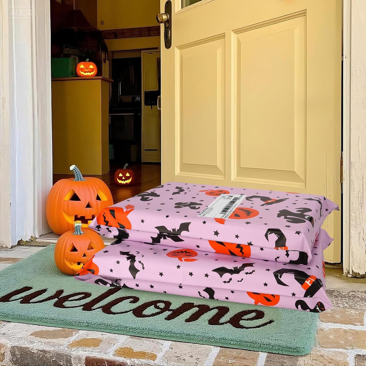 Halloween Poly Mailer 12x15.5 Inch 50 Pcs, Waterproof Shipping Bags for Clothing, Tear-Resistant Mailier Bags, Strong Mailing Bags with Self-Seal - Purple