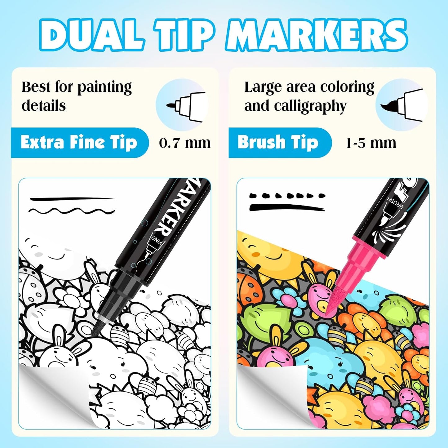 FUMILE 36 Colors Acrylic Paint Markers Dual Tip(Fine and Brush Tip), Acrylic Paint Pens paint Marker for Wood, Rock, Plastic, Glass, Ceramic, Canvas.Acrylic Markers Set for DIY Crafts and Art.