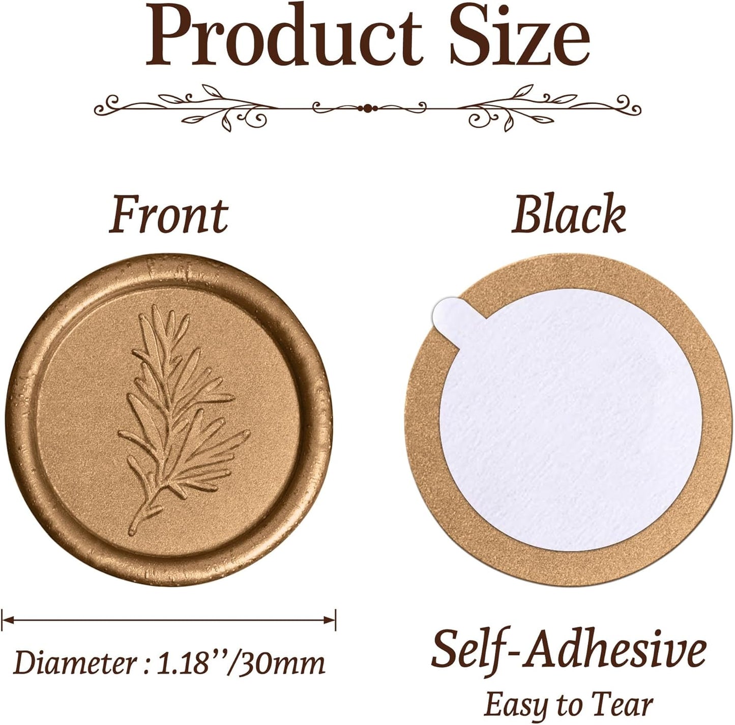 Handmade Wax Seal Stickers - Wedding Invitation Envelope Seal Stickers, 25 Pcs Self- Adhesive Stickers, Perfect for Invitation, Christmas, Gift Wrapping (Rosemary Style, Bronze Wax)