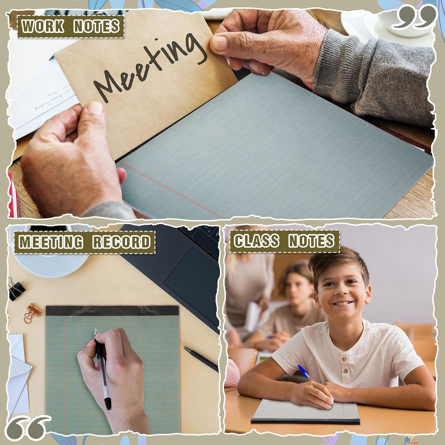 Fuutreo 8 Pcs 8.5'' x 11'' Colored Legal Pad Writing Pads Wide Ruled 50 Sheets Per Notepad Perforated Writing Notepad Office Supplies for School College Office Business (Vivid Colors)