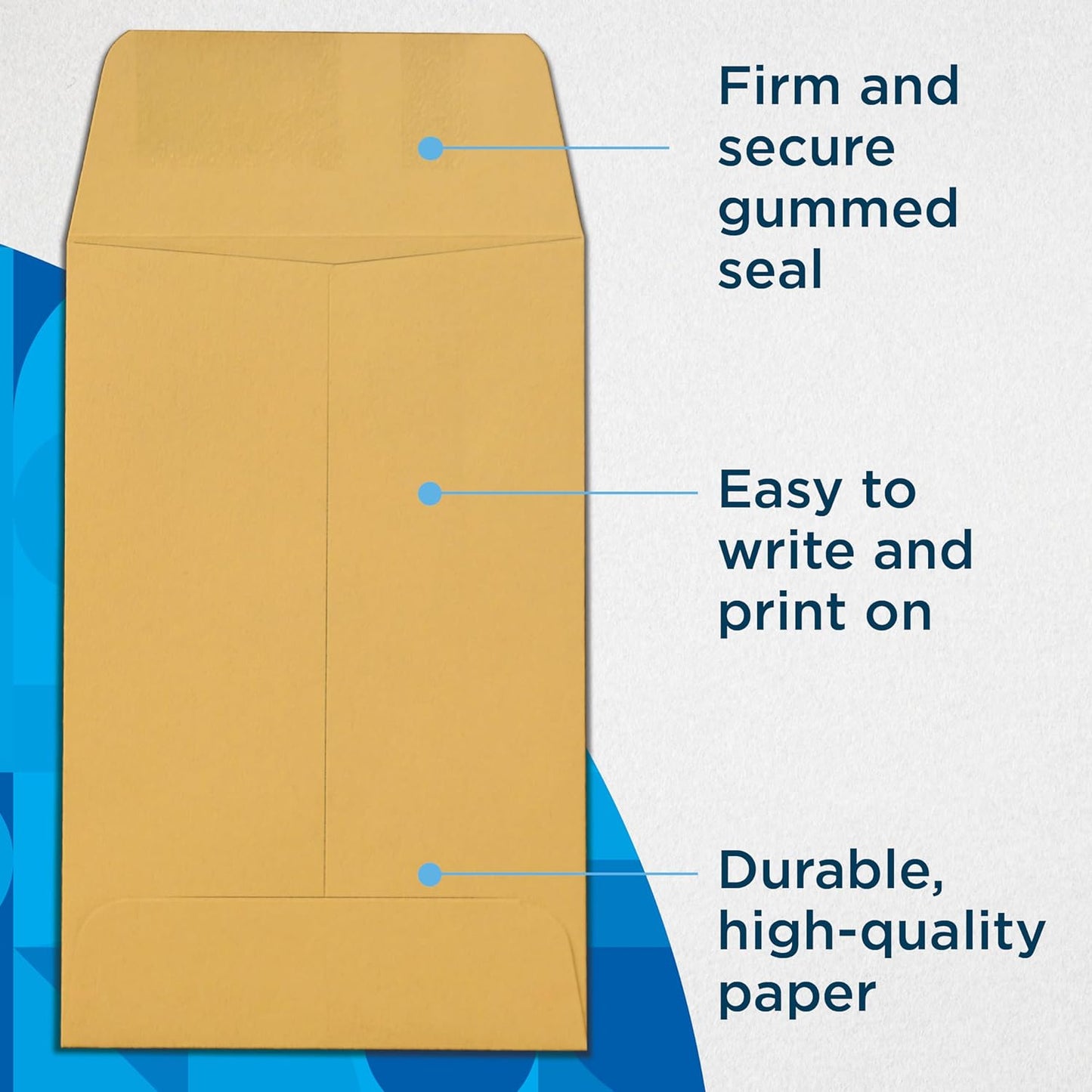 Guardian #1 Paper Coin Envelopes with Gummed Flaps, Pack of 1000 Blank Small Envelopes for Gift Cards, Coins, Receipts, Stamps, Small Parts Storage, and More, 2 ¼ Inches x 3 ½ Inches, Brown