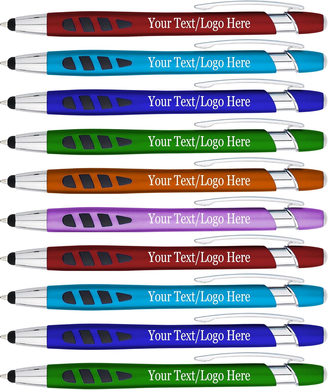 Personalized with Your Custom Logo or Text Pens-300 Pack Bulk-for Businesses, Parties, and Events, 2 in 1 Capacitive Stylus & Ballpoint Pen Compatible with Most Touchscreen Devices, Assorted