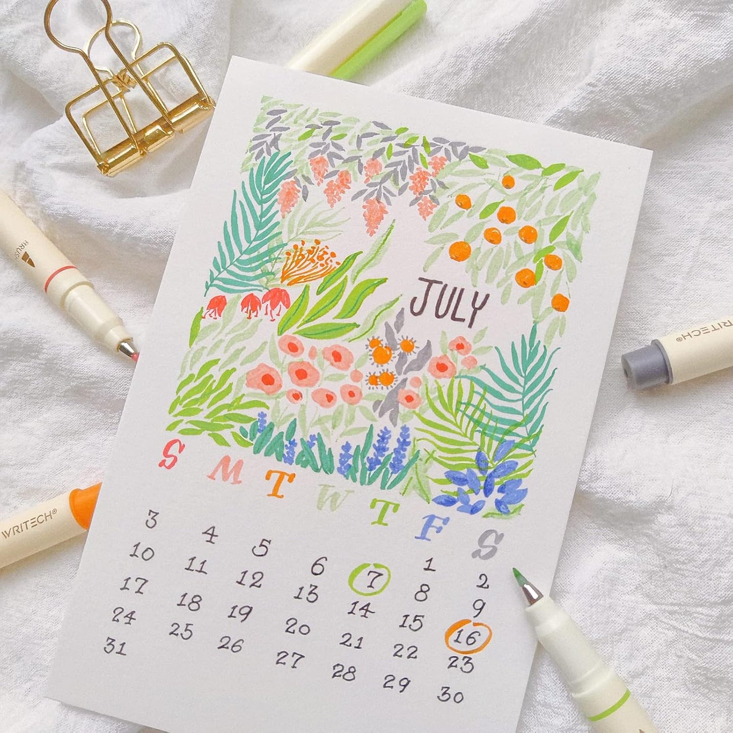 WRITECH Brush Tip Marker Pens: Artist Markers Flexible Tip Water Based 12ct Assorted Colors for Journaling Adult Coloring Hand Lettering Calligraphy Drawing Vibrant Colored