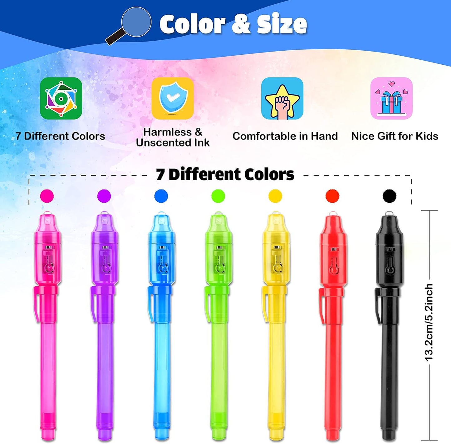 GIFTINBOX Invisible Ink Pen, 28PCS Spy Pen with UV Light for Kids, Birthday Party Favors for Kids 4-8 8-12, Classroom Prize for Students Magic Marker for Secret Message