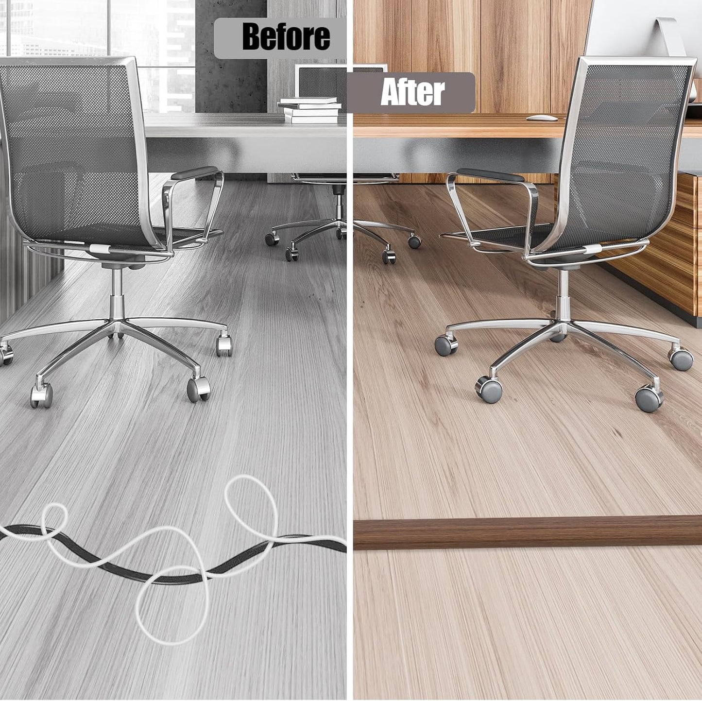 Floor Cord Cover Cable Cavity Self Adhesive Cord Hider Floor 3.3FT Floor Cable Management Power Cord Protector Floor Electric Cord Covers for Offices, Gym, Exhibitions (Misty Brown Wood, 1.18" x 3.3')