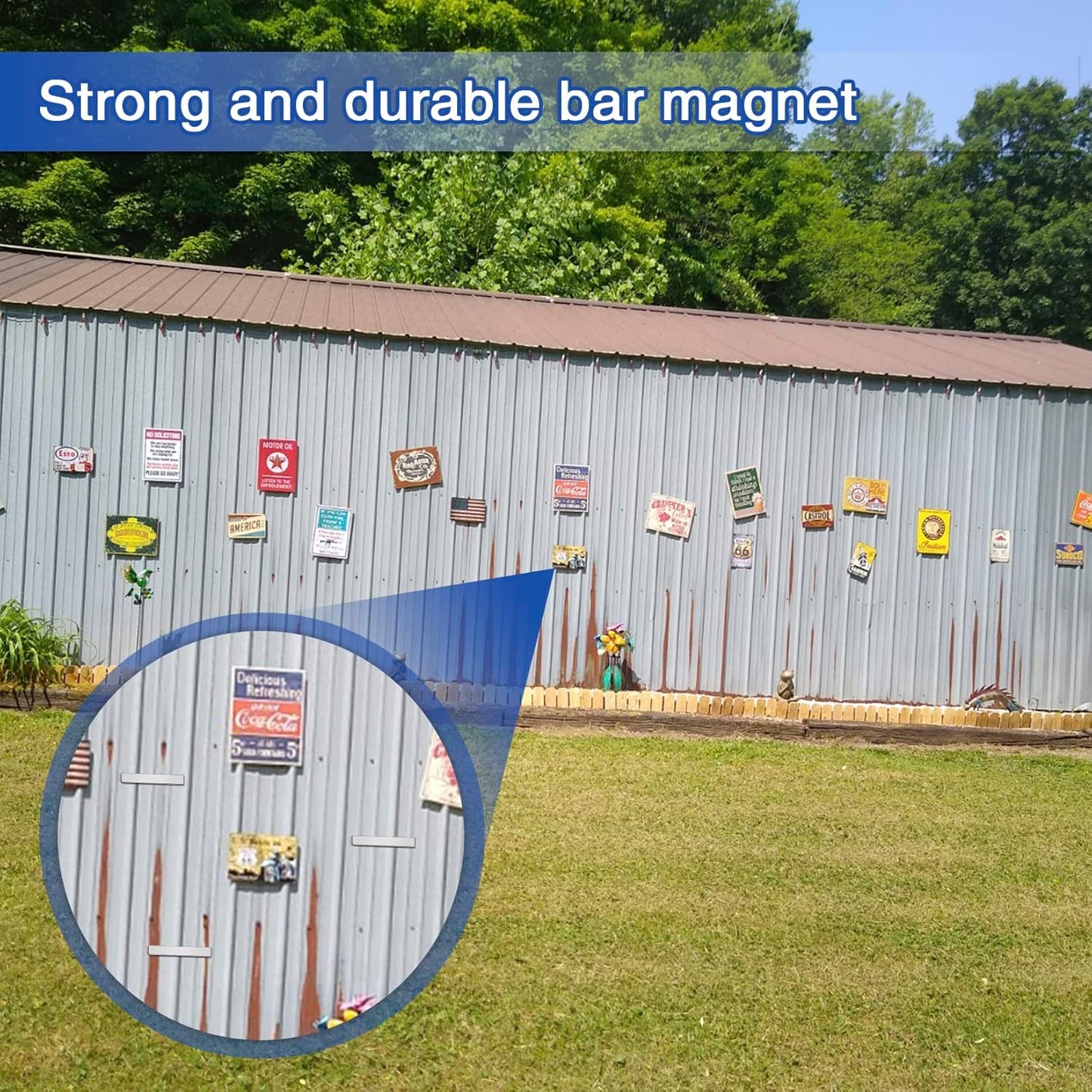 Grtard 8Pack Magnets Bar, Neodymium Magnet Strips Heavy Duty, Rare Earth Magnets with Double-Sided Adhesive for Fridge, Garage, Kitchen, Science, Craft, Office, DIY - 60 x 10 x 3 mm