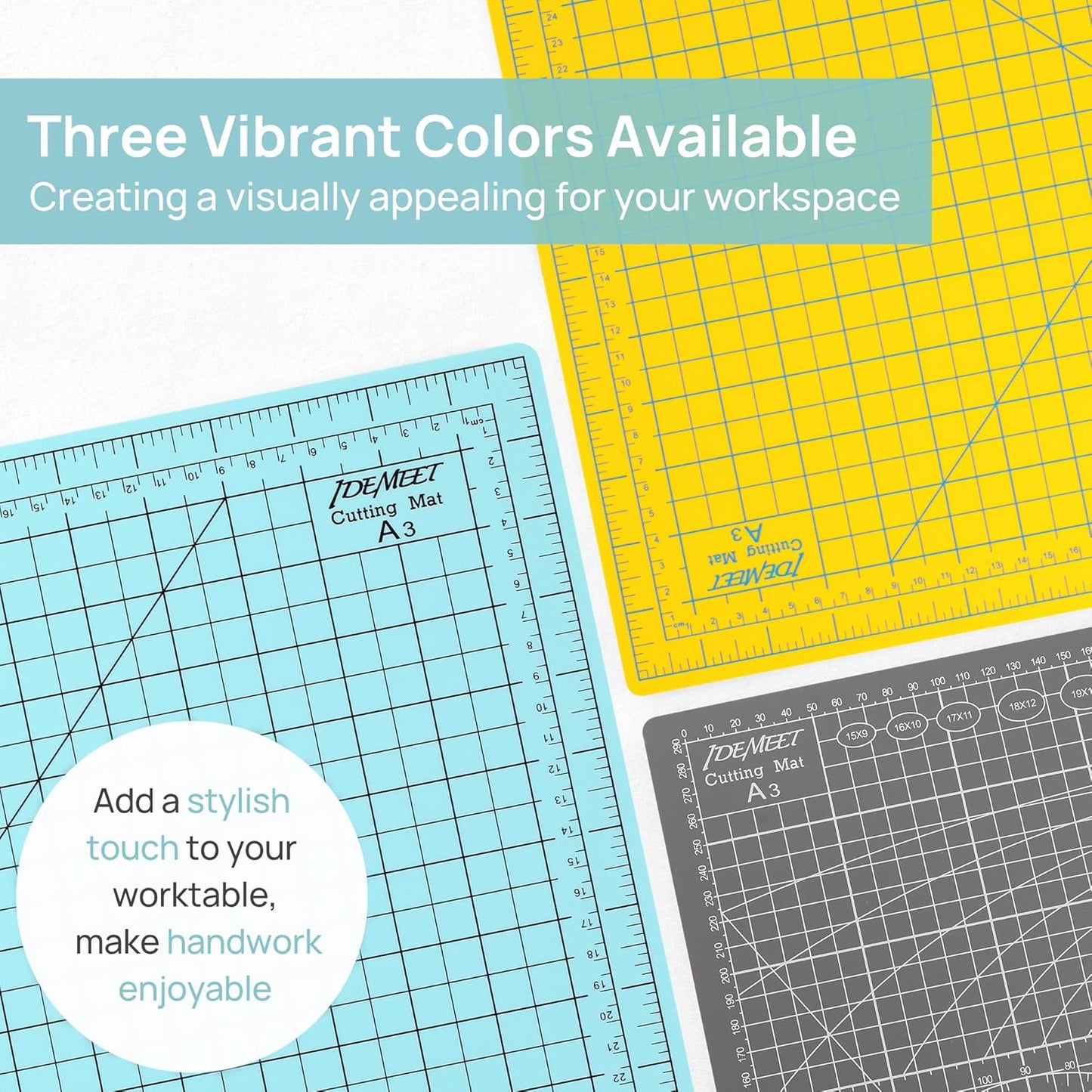 Full 18''x12'' Grid Size Self Healing Cutting Mat, A3 Rotary Cutting Sewing Mat, 5-Ply Double Sided Cutting Board for Crafts Sewing Quilting Hobby Fabric Precision Scrapbooking Project, Aqua Blue