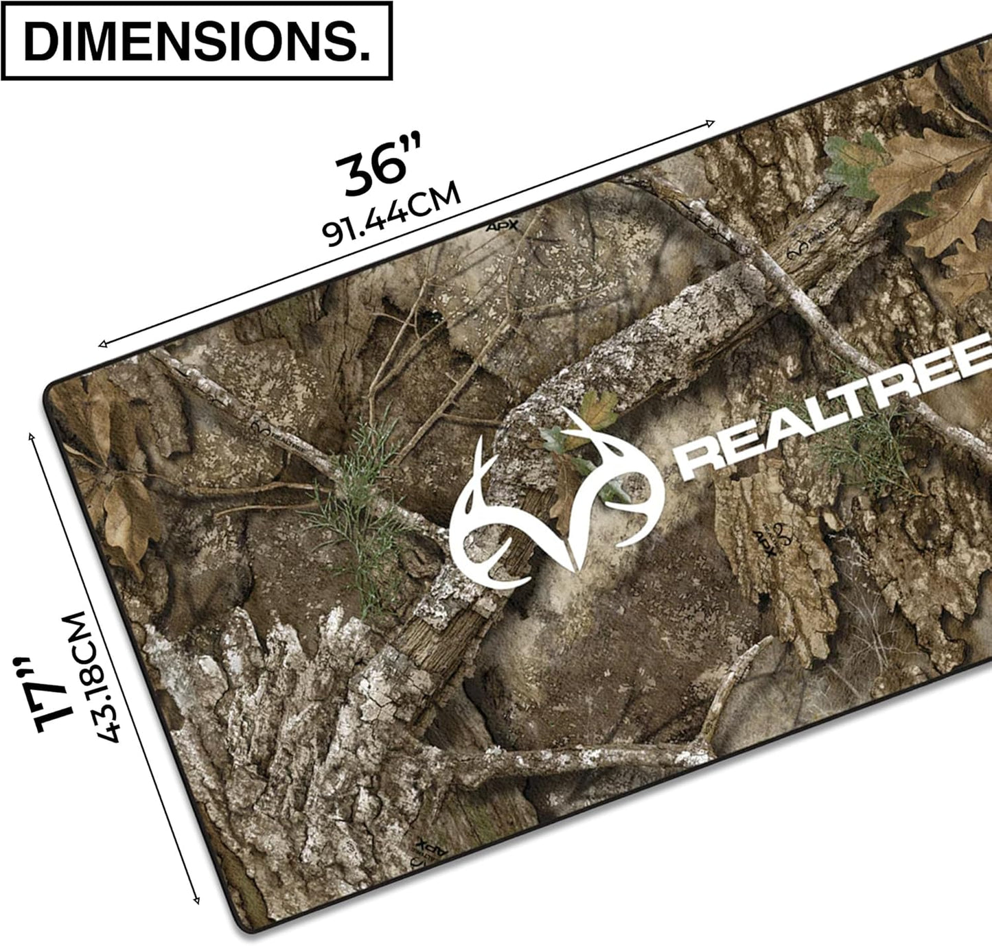 MPCO. Real Tree Large Gaming Desk Pad - 36" x 17" Aeroglyde Fabric APX – with Logo Desk Mats - Non-Slip, Washable, Smooth Glide for Precision Gaming & Work