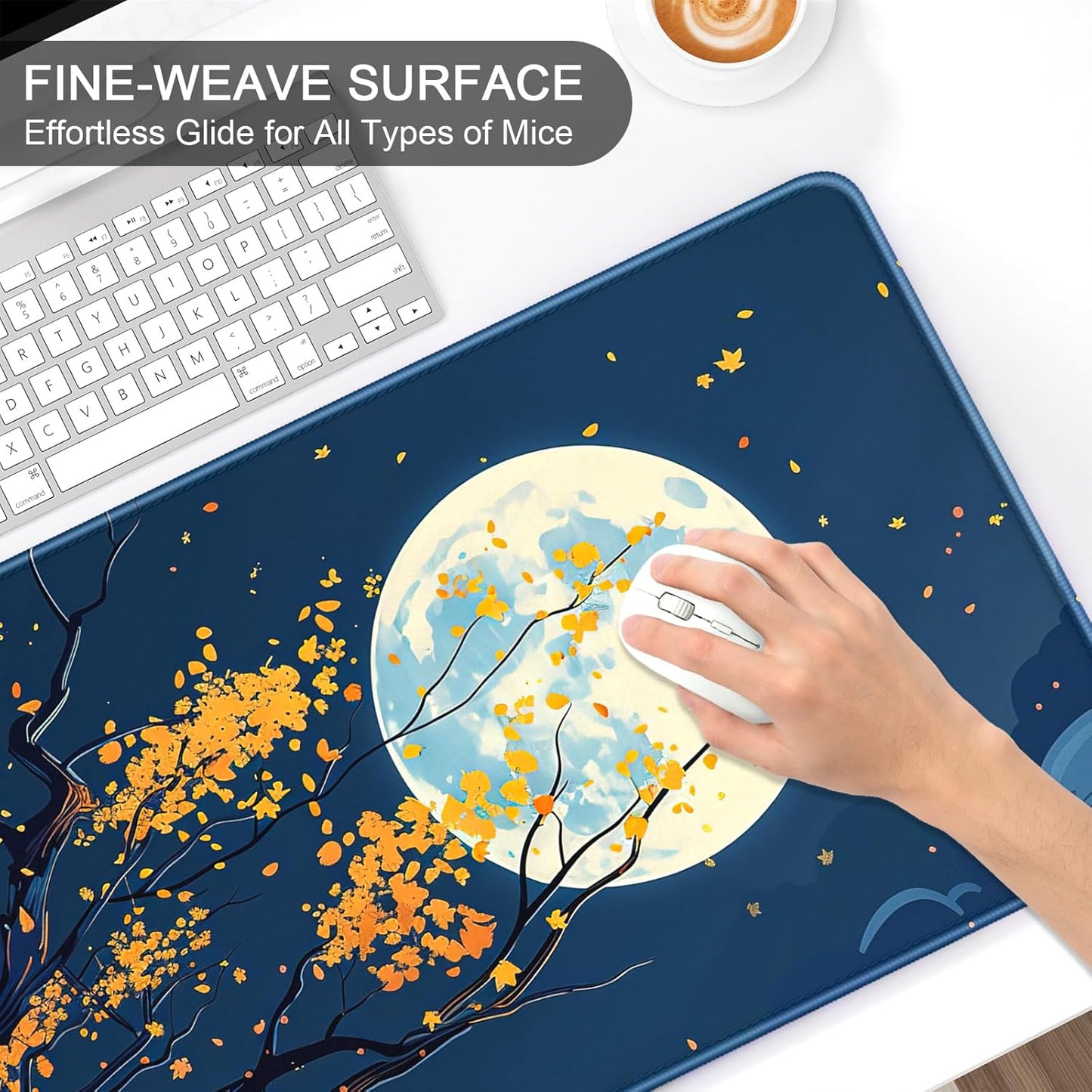 Auhoahsil Large Gaming Mouse Pad, Nature Theme XXL 35.4 x 15.7 in Desk Pad Stitched Non-Slip Rubber Long Computer Mousepad Thin Extended Full Size Desk Mat for Desktop Laptop Wireless Mice, Maple