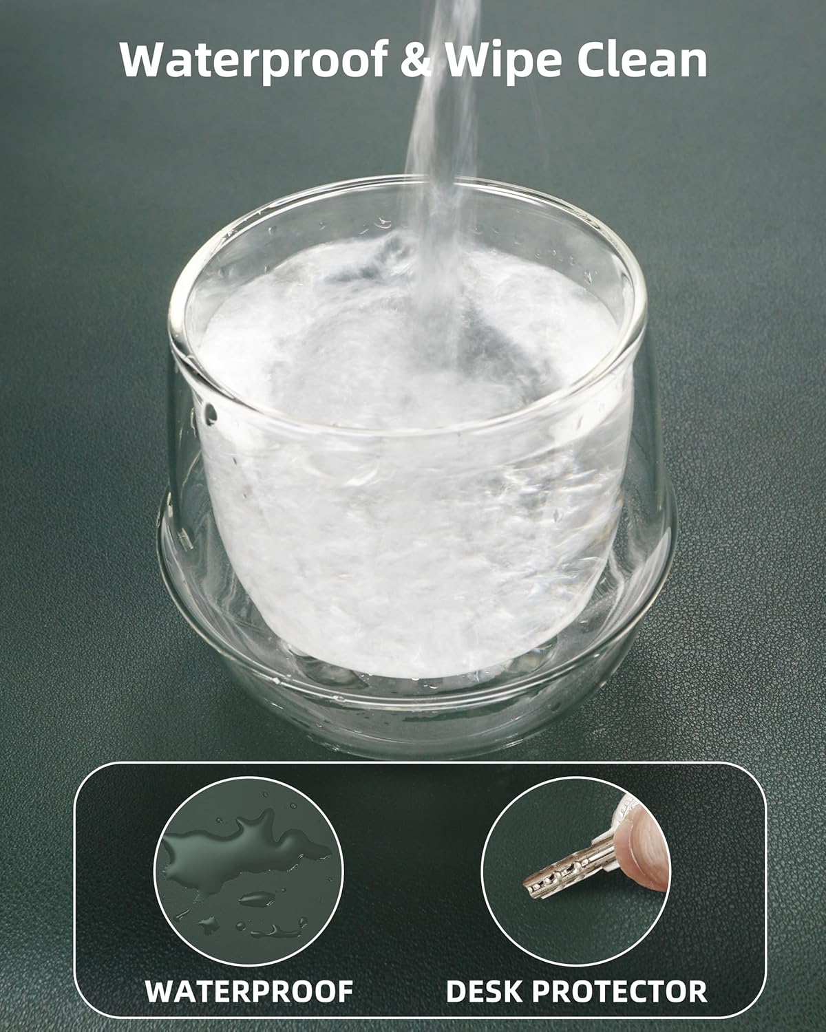 Desk Pad Mat - Leather Desk Pad Protector for Office and Home - Desk Organization and Accessories - Ideal for Large Mouse Pad and Desk Mats on Top of Desks(Dark Green,35.4" x 17")