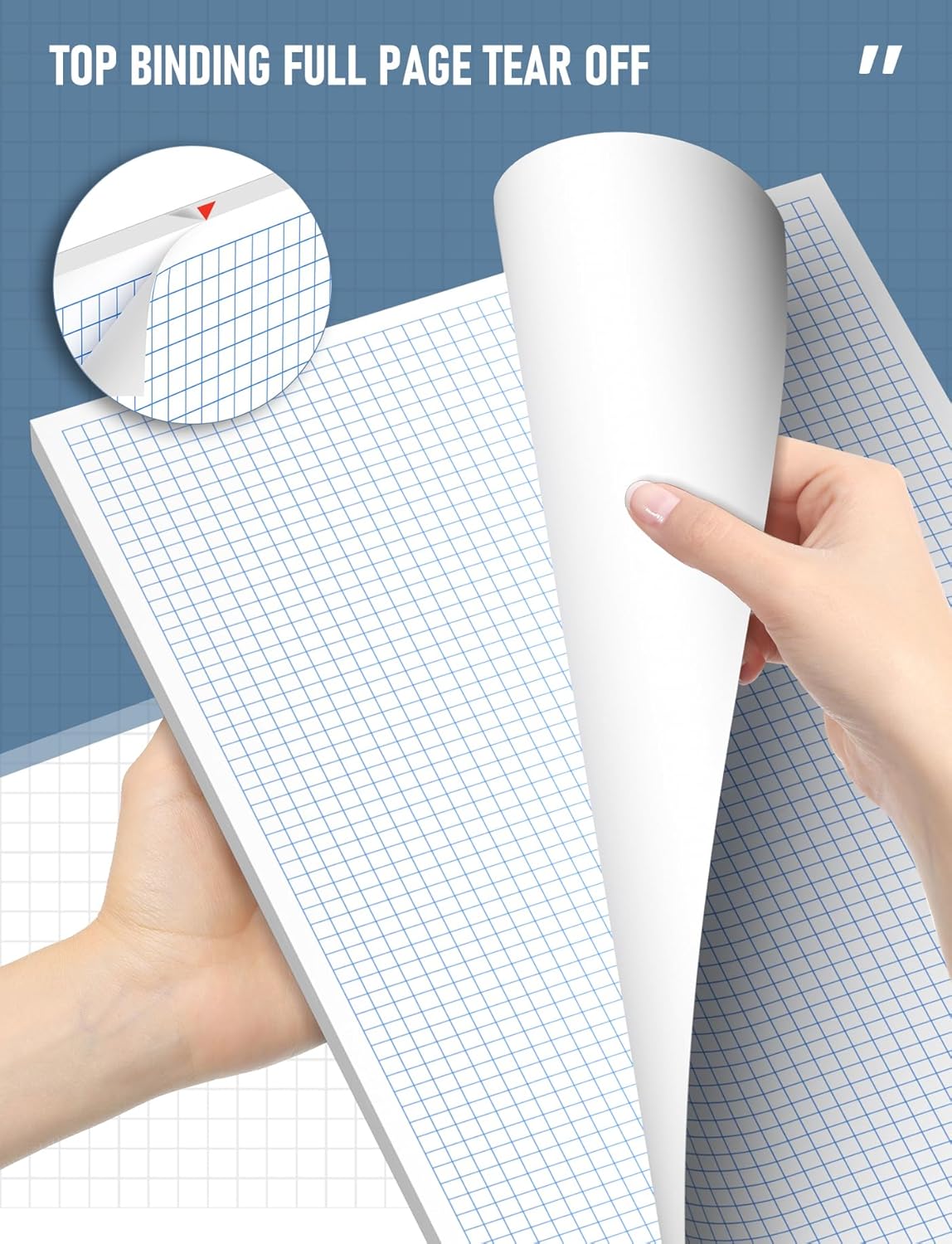 11x17 Large Graph Paper Pad, Top Glue Binding Grid Paper, 50 Sheets 1/4 Inch Graph Papers, 4x4 Quad Ruled Graphing Papers 11x17, Blueprint Quadrille for Drawings, Drafting