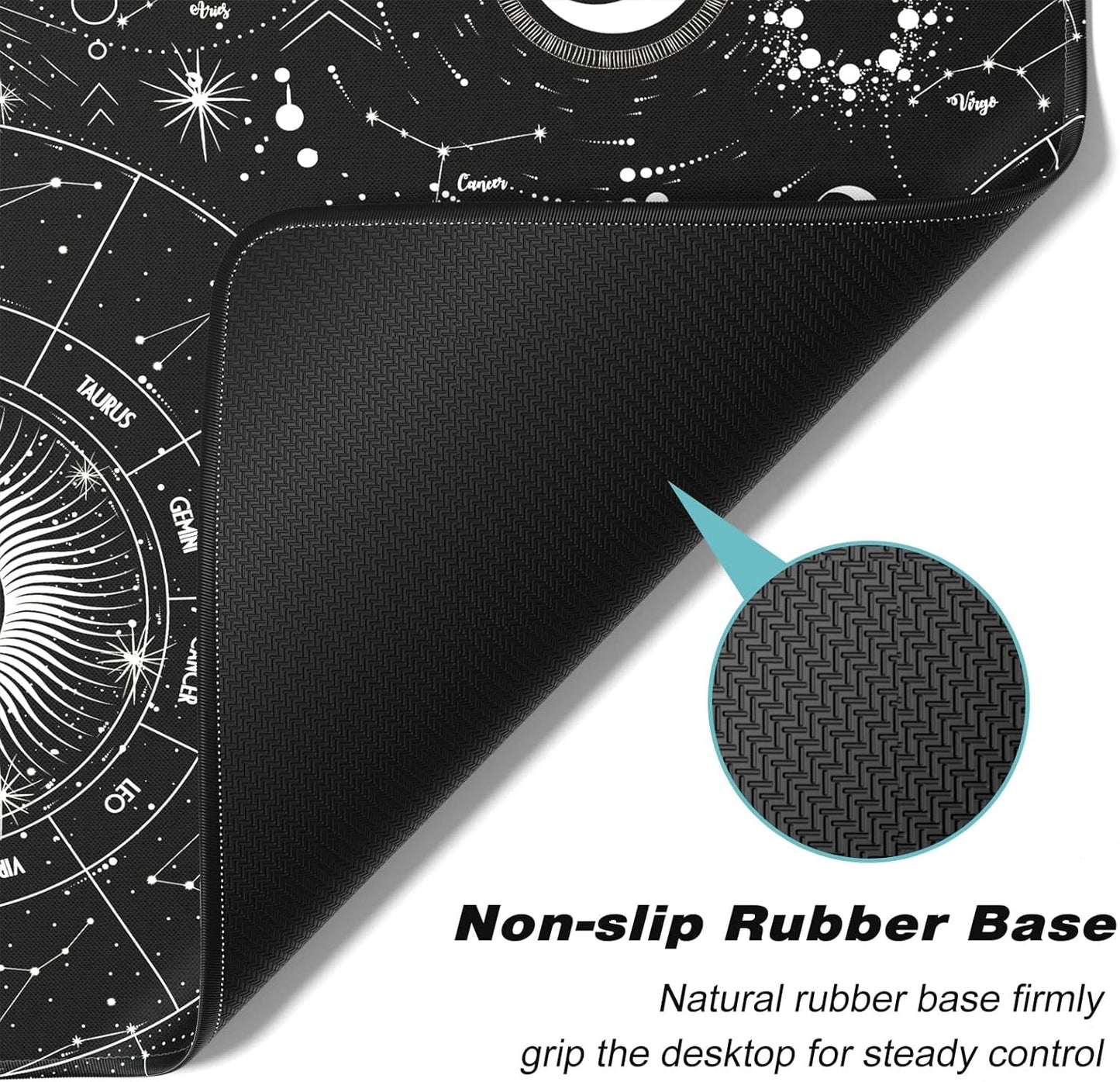 Extended Large Mouse Pad, XXL Gaming Mousepad 31.5 x 15.7 Inch, Big Computer Keyboard Desk Pad, Waterproof Mouse Mat with Stitched Edges and Non-Slip Base for Office Gaming, Sun Moon