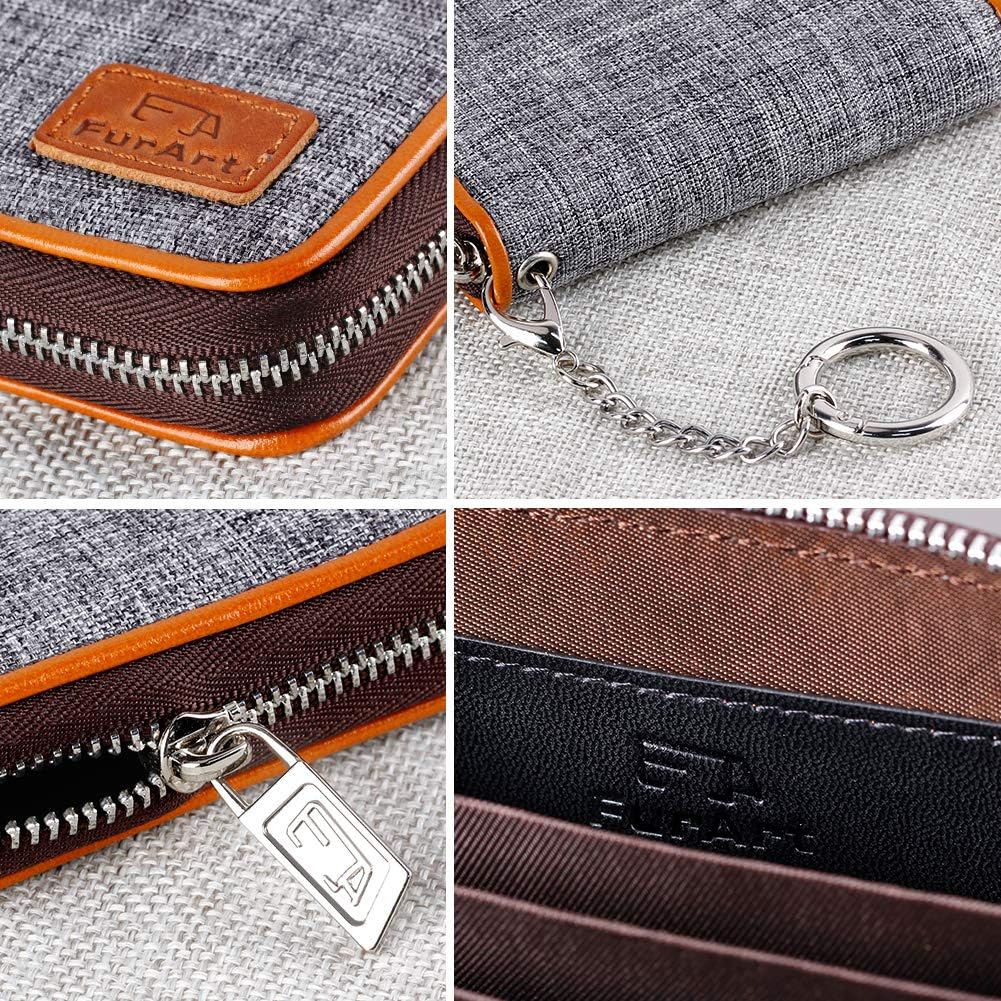 FurArt Zipper Wallet Women, RFID Blocking Credit Card Wallet, Business Card Holder, Compact Size KeyChain Wallet