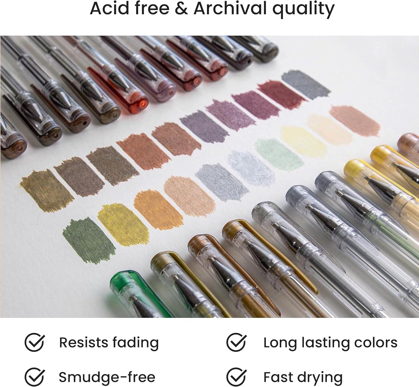 OfficeGoods Yellow Orange Red Gel Pens with Refills – Neon Journaling Art – Medium 0.8-1.0mm Tips – Non-Toxic Gel Pens Set – Quick Dry Smudge-Free 24 Pack Colors