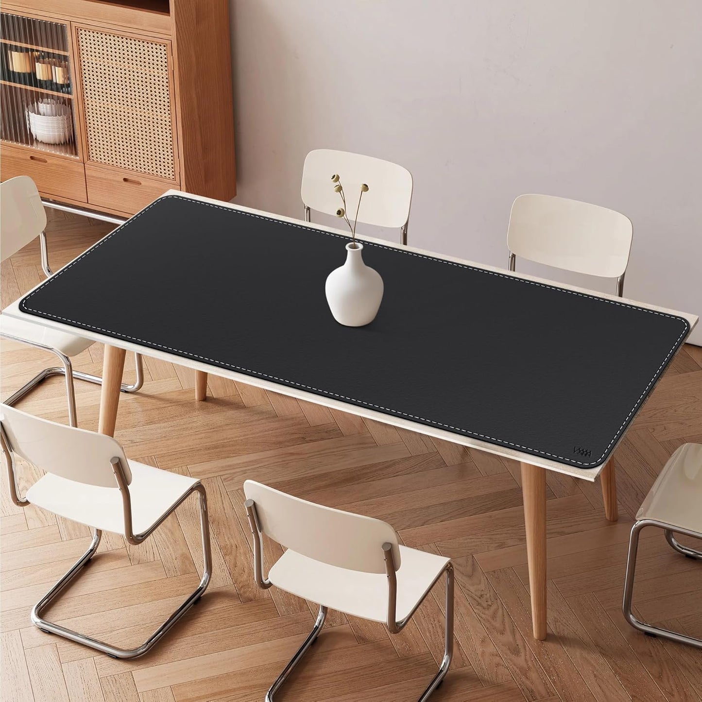 VYAAA Leather Desk Mat,70.8"×23.6" Large Mouse Pad, Desktop Protector for Desk, Multifunctional Keyboard Mouse Pad for Home or Office (Black)