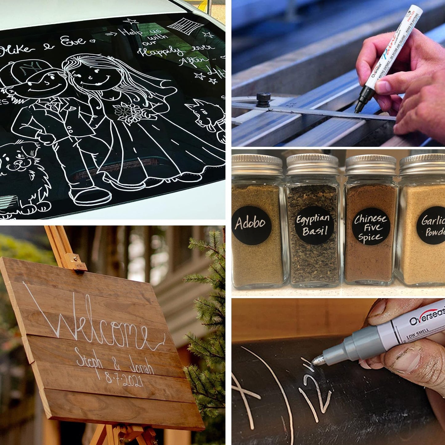 Overseas Black Paint Pens Permanent Markers 24 Pcs, Oil Based Paint Markers Set, Quick Drying, Waterproof, Medium Tip Marker Pens for Metal, Rock, Wood, Plastic, Canvas, Glass, Stone, Rubber, Paper