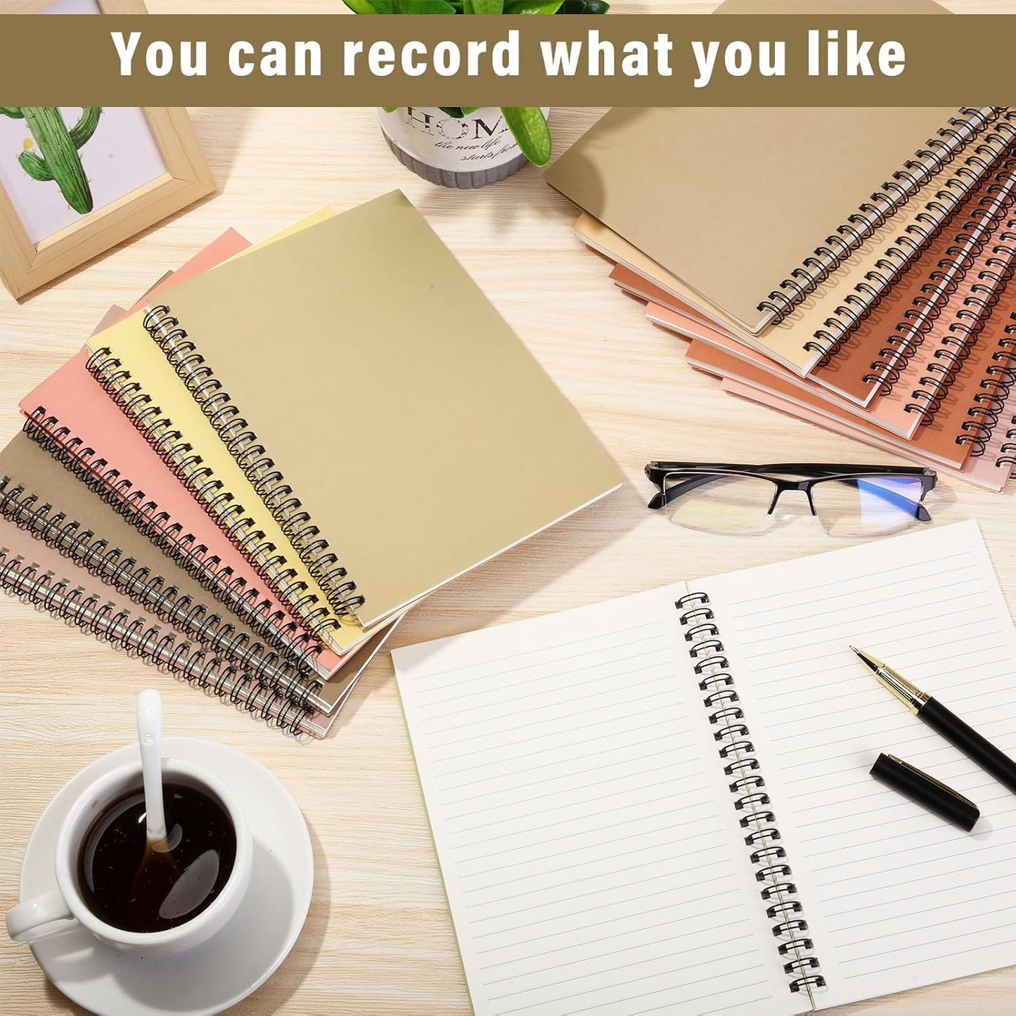 Fuutreo 12 Pcs Spiral Notebook for Work A5 8.3 x 5.7 Inch College Ruled Spiral Journal Notebook Kraft Cover Notebook Ruled Paper, 12 Color, 60 Sheets, 120 Pages for Office School (Vibrant Color)