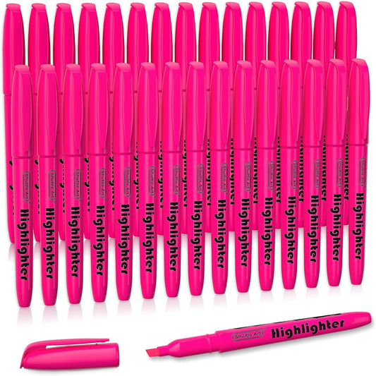 Shuttle Art Highlighters, 30 Pack Highlighters Bright Colors, Pink Colors Chisel Tip Dry-Quickly Non-Toxic Highlighter markers for Adults Kids Highlighting in the Home School Office