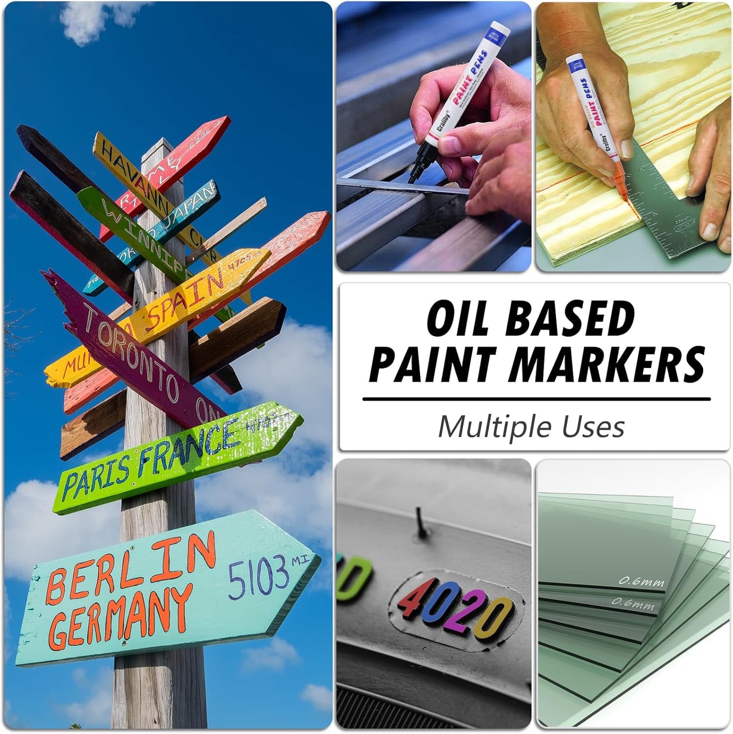 Brown Paint Markers, 5 Pack Oil-Based Waterproof Quick Dry Permanent Paint Pen Set for Rocks Painting, Wood, Fabric, Plastic, Canvas, Glass, Mugs, Metal, Tire, Stone, DIY Craft