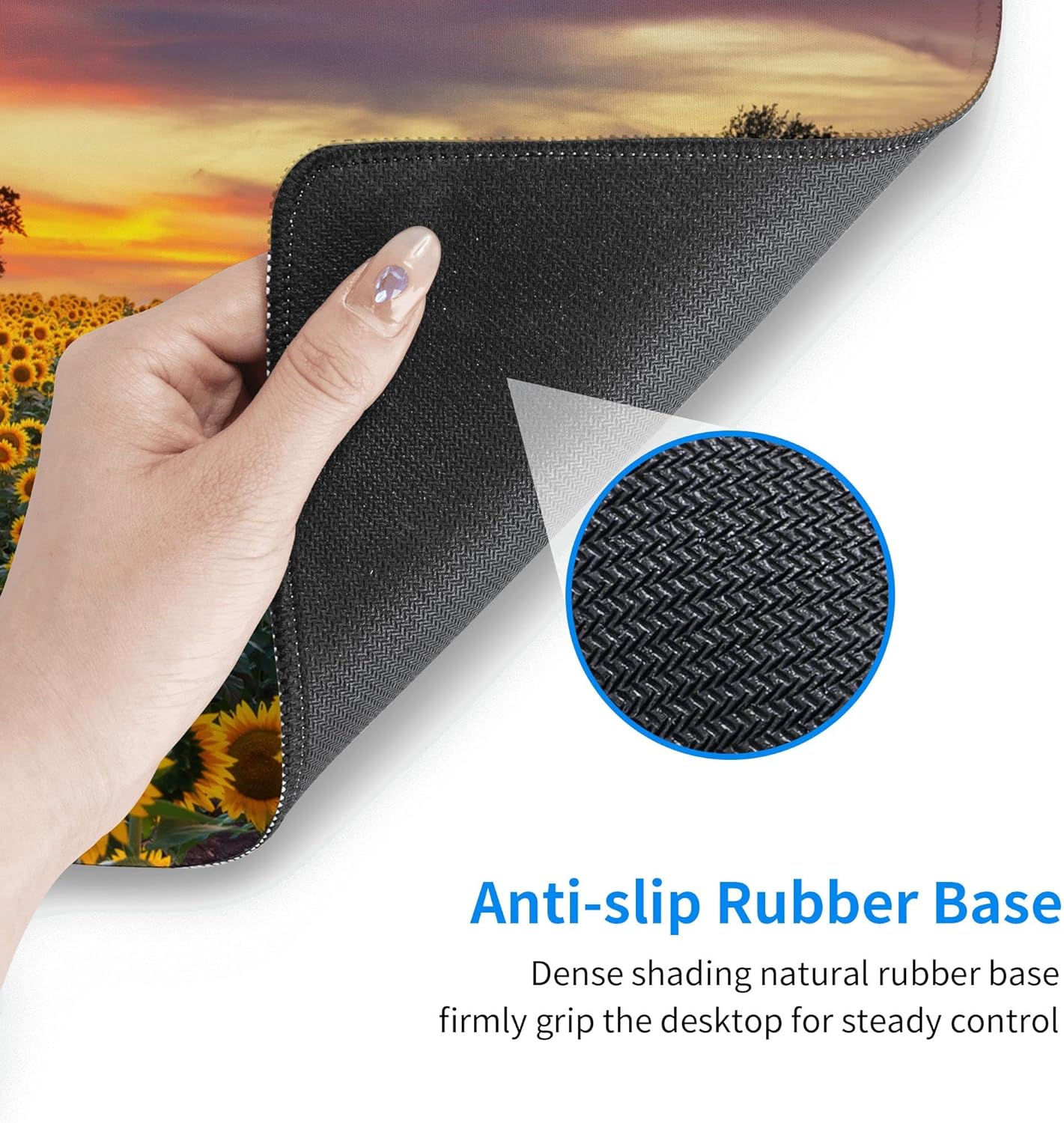 Desk Mat,Floral Sunflowers Extended Gaming Mouse Pad for Office Work & Game,Computer Keyboard Mouse Mat Desk Non-Slip Rubber Base Large Mousepad with Stitched Edges, 31.5x15.7inch