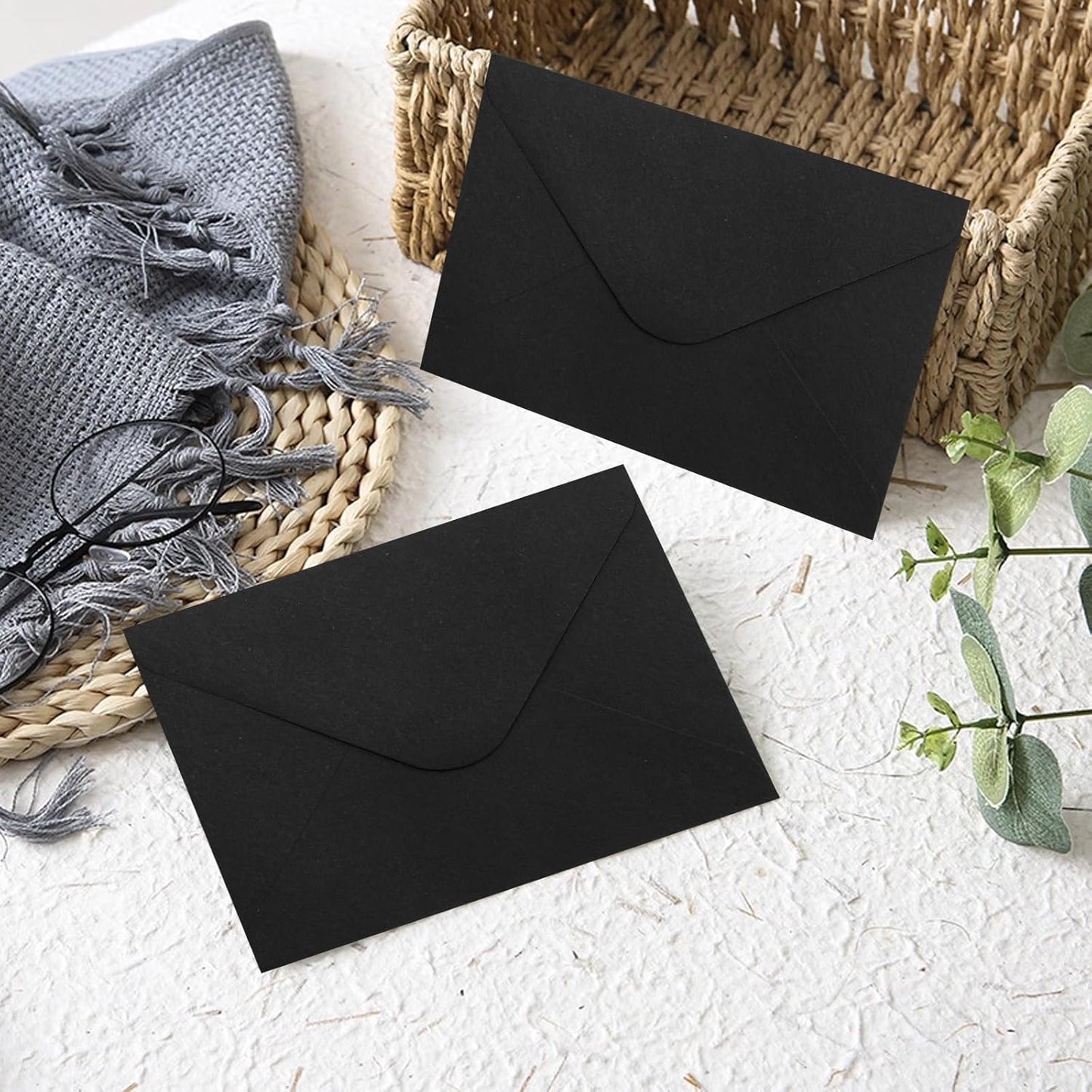 180 Packs Gift Card Mini Envelopes Small Envelope with Gummed Seal, Paper Business Card Envelopes, Bulk Tiny Envelope Pockets for Small Note Cards, 4 x 2.7 Inches (Black)