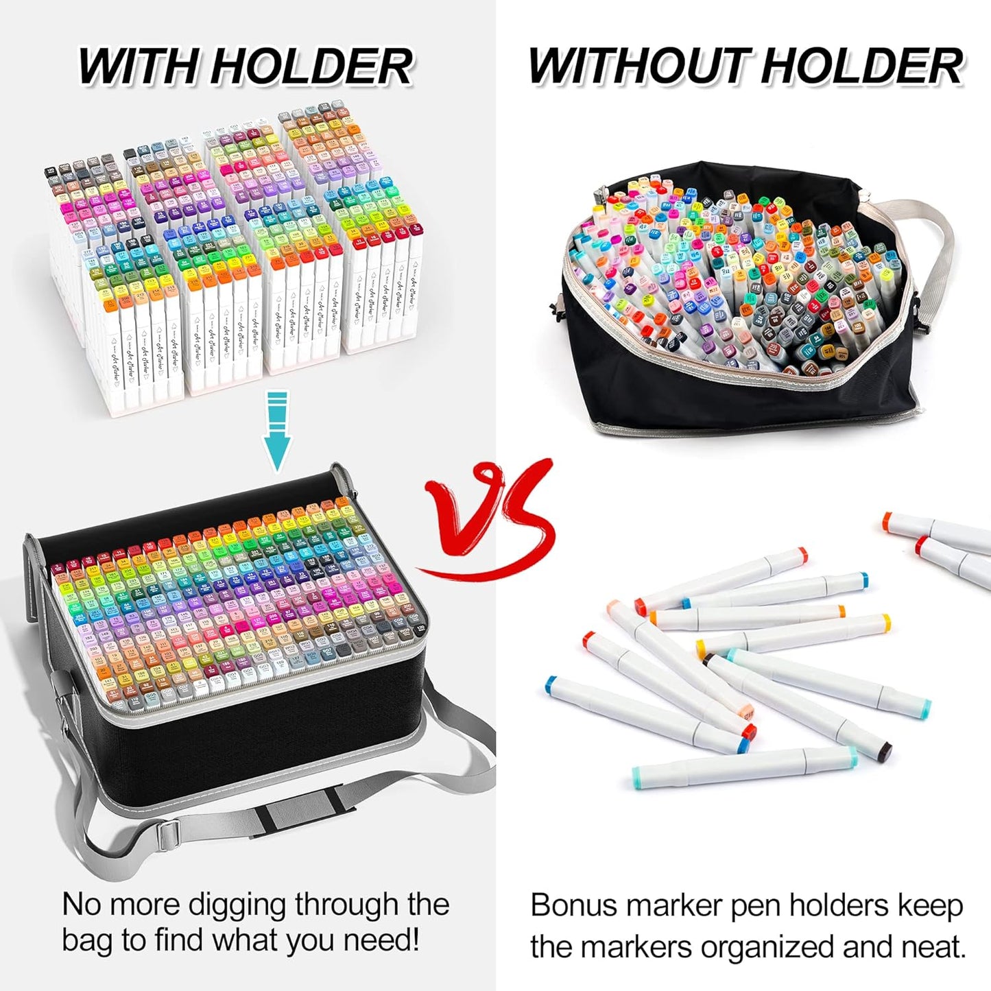 Shuttle Art 280 Colors Dual Tip Alcohol Based Art Markers, 279 Colors Permanent Marker Plus Colorless Blender, Micro-tip Pens, White Highlighter Pens, Marker Bag with Holders for Kids Adult Coloring