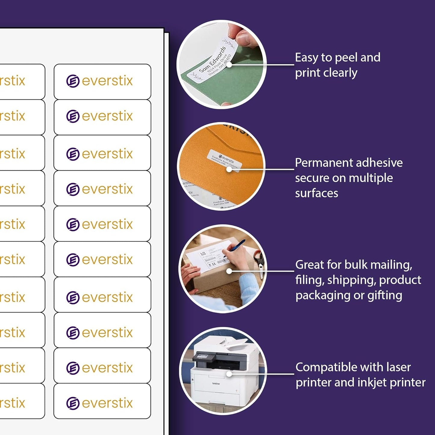 2/3" x 1-3/4", 25 Sheets, 1500 Return Address Labels for Laser & Inkjet Printers, Permanent Adhesive, Letter Size