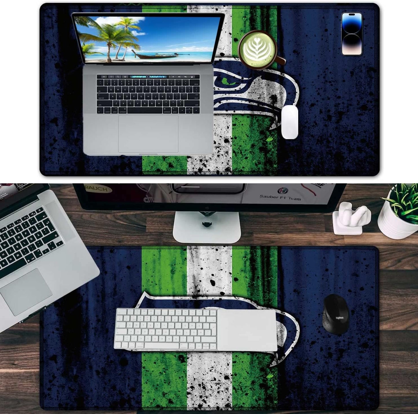 XXL Professional Gaming Mouse Pad, Large Computer Keyboard Mouse Mat Desk Pad with Non-Slip Base and Stitched Edge for Home Office Gaming Work, 31.5x15.7in Extended Mouse Pad Desk Accessories