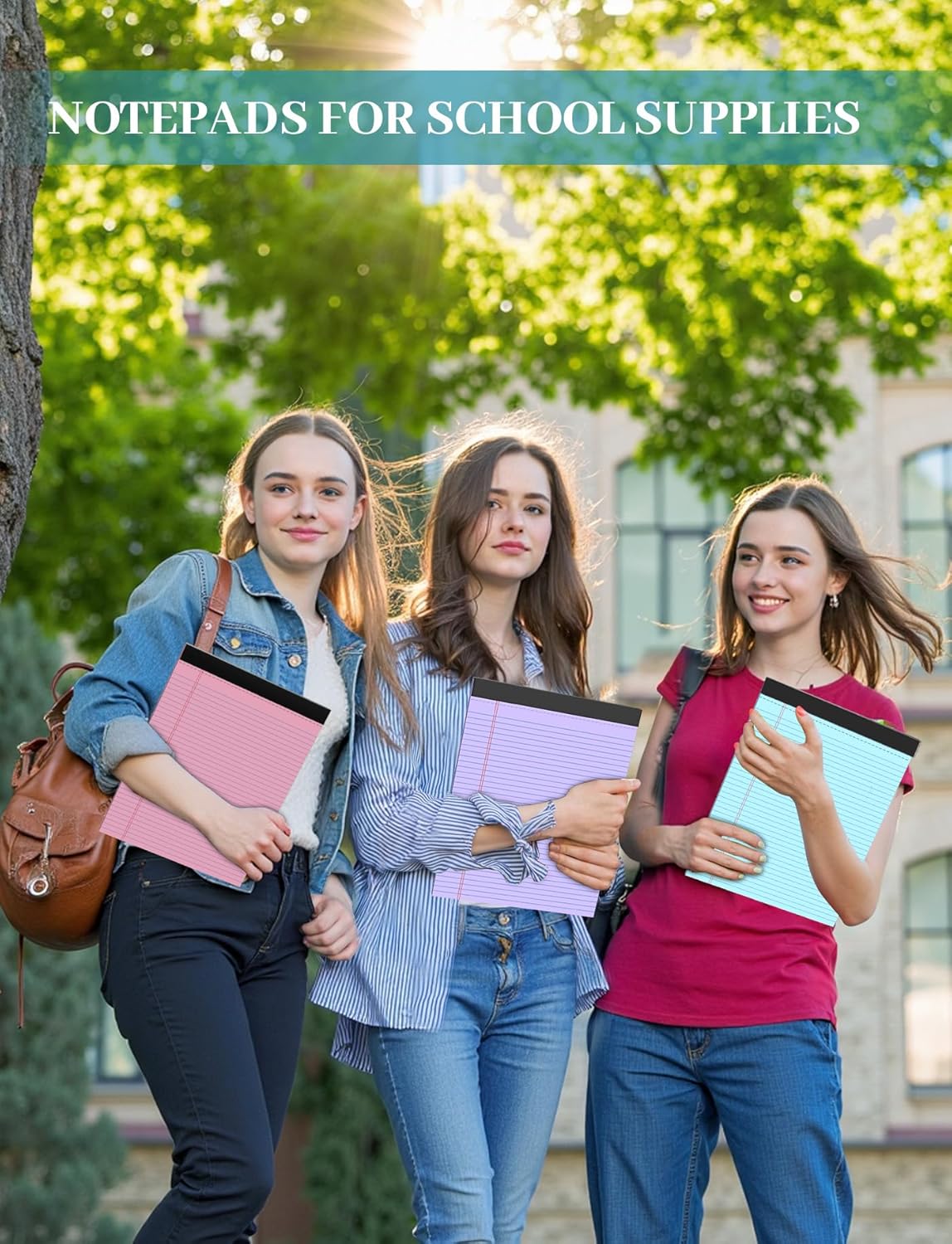 12 Pack Legal Pads 8.5 x 11, College Ruled, 30 Sheets Per Colored Legal Pads 8.5 x 11, Perforated Lined Paper Pads 8.5 x 11, Writing Pads with Sturdy Backing, Note Pads for School, Office, Home