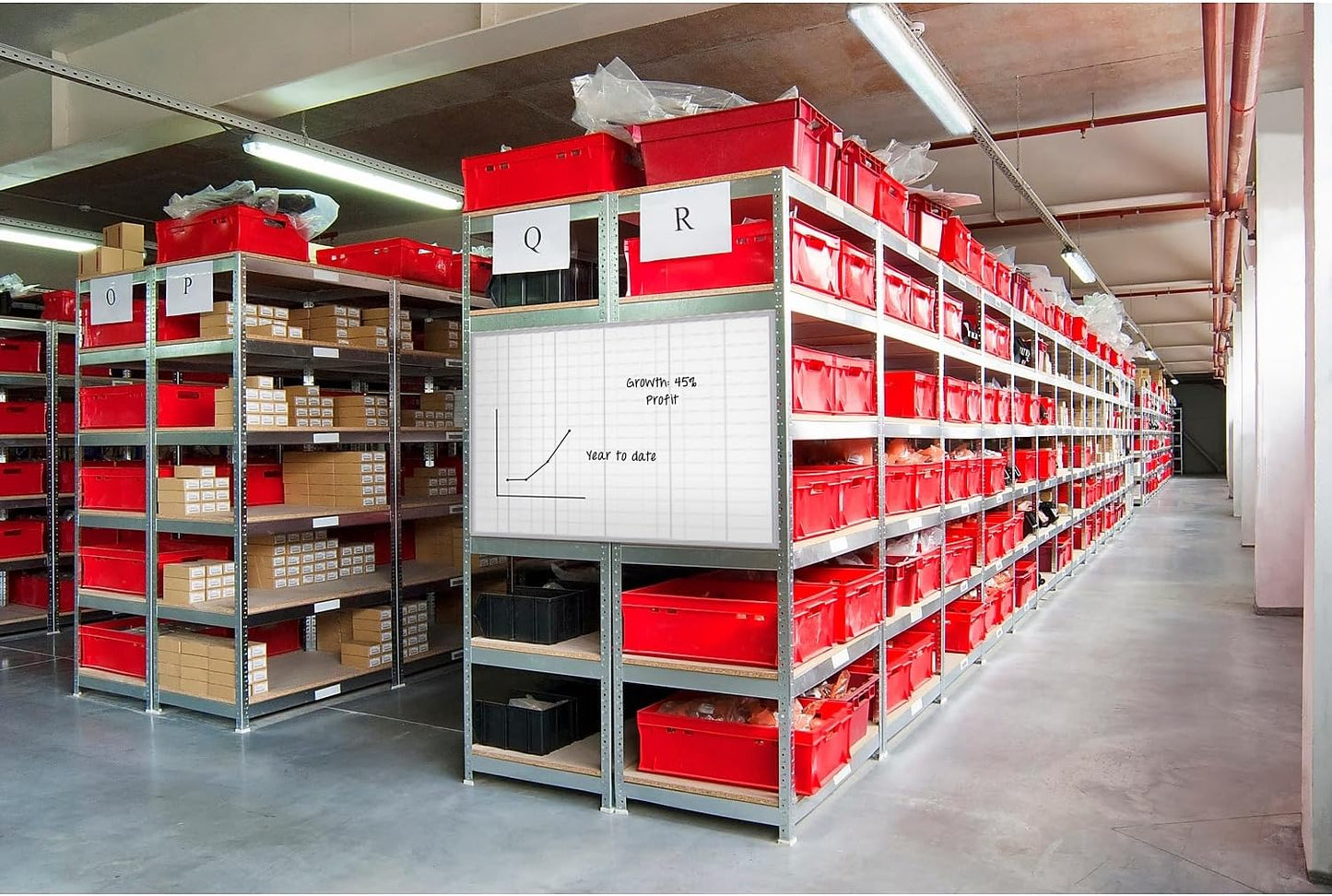 Ghent Grid 4'x6' Magnetic Whiteboard, Aluminum Frame, 1" Grid Squares (GRPM321G-46)