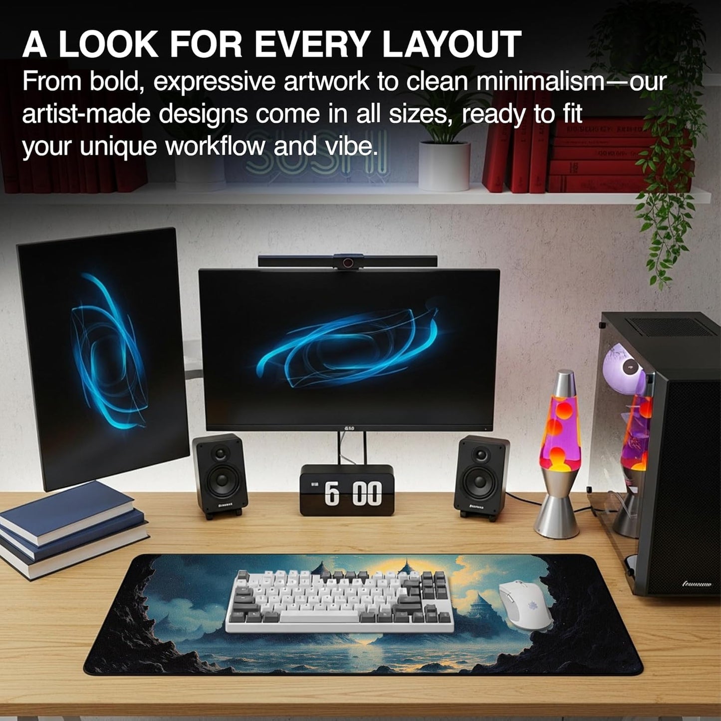 MPCO. Dark Fantasy Large Gaming Desk Pad - 36" x 17" Aeroglyde Fabric Echoes of the Deep Desk Mats - Non-slip, Washable, Smooth Glide for Precision Gaming & Work