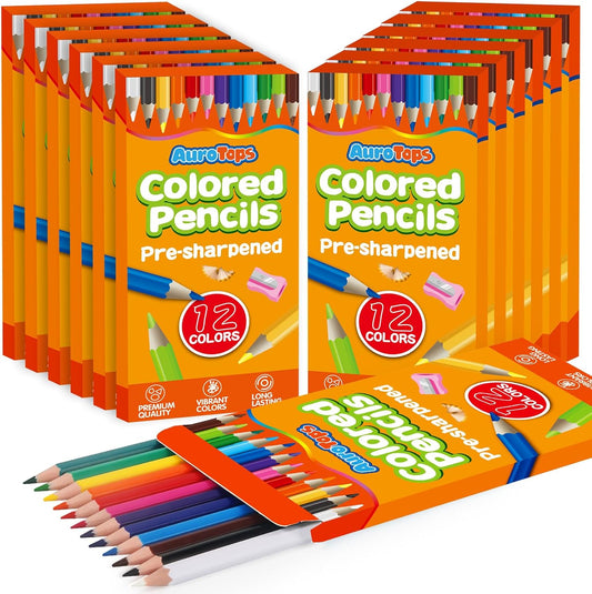 12 Pack Colored Pencils,144 Count Pre-Sharpened Colored Pencils Bulk,12 Color Pencil for Classroom Prizes Gifts,Back to School Supplies,Coloring Pencil Art Supplies for Kids