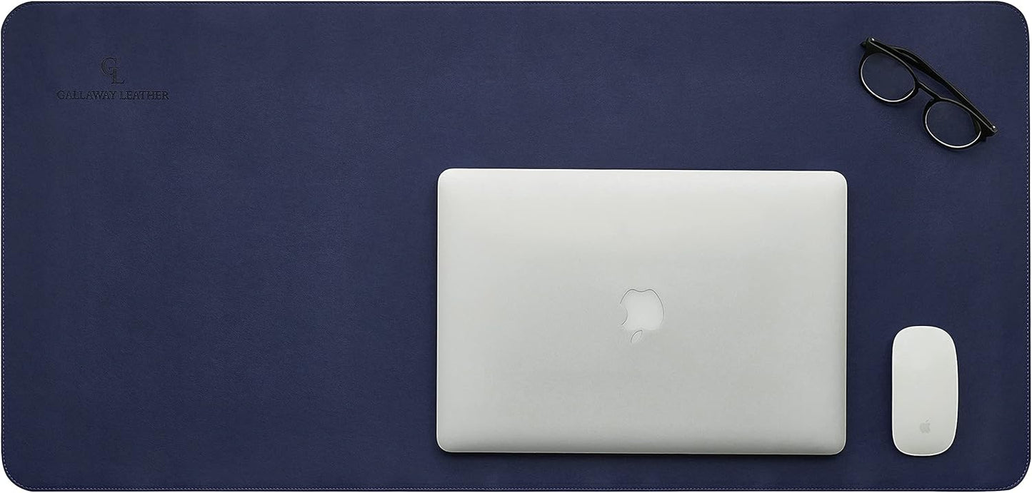 Gallaway Leather Desk Mat,Desk Writing Pad - Office Desk Pad, Large 36" x 17" Navy Blue, Desk Mats on Top of Desks, Gift Ready Elegant Computer Desk Mat Desk Cover Desk Pad Protector PU Leather