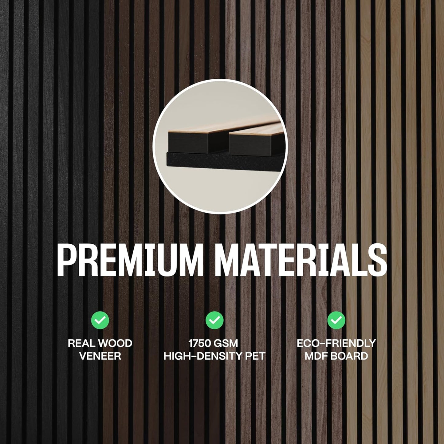 2-Pack Wood Panels for Wall - Acoustic Wood Slat Wall Panels, Soundproof Wooden Paneling for Interior Decor