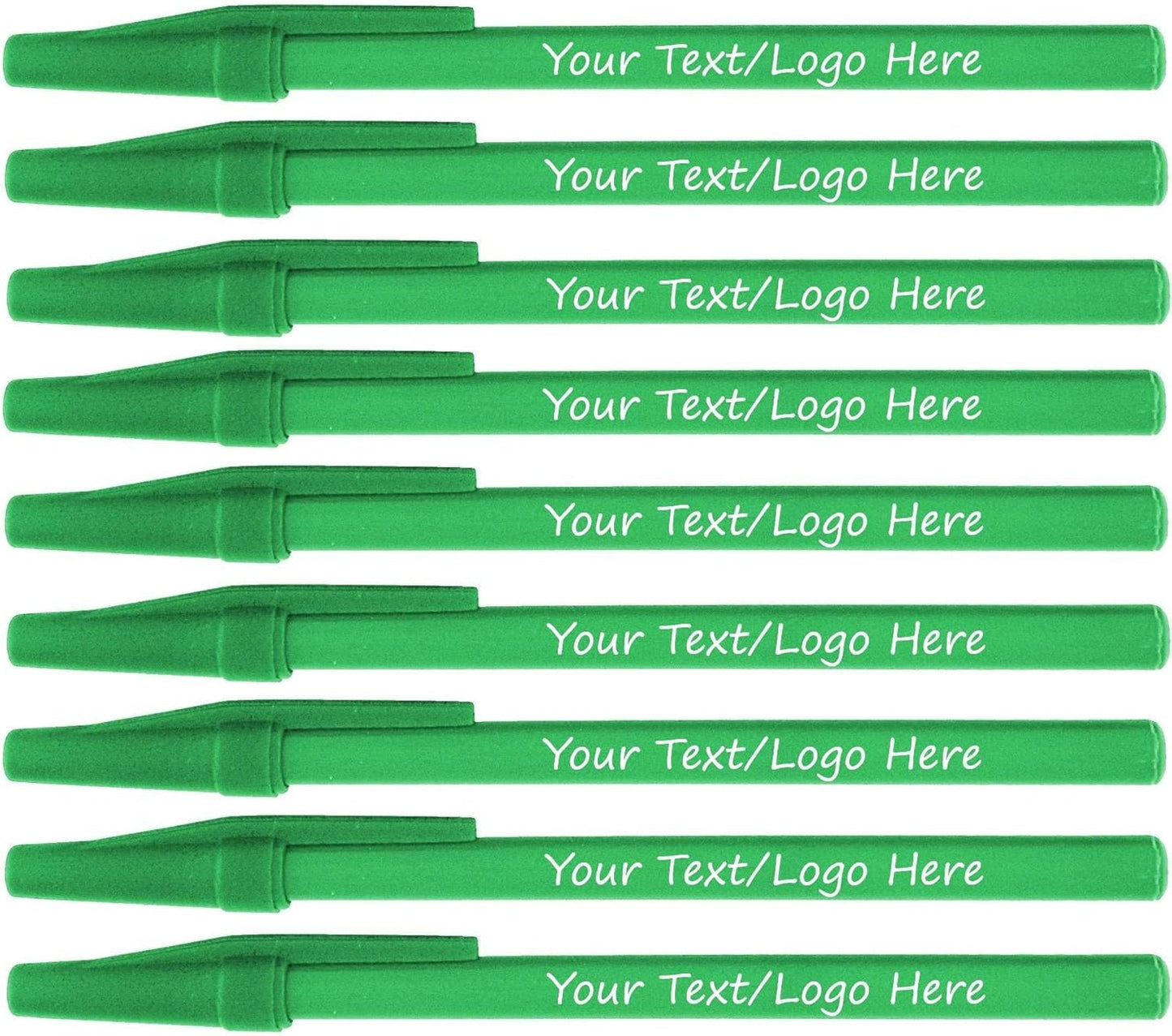 Personalized Stick Pens With your Custom Logo or Text-500 Pack Bulk-for Businesses, Parties, and Events, Custom Printed Slim Ballpoint Pens Colored with Cap, Lime Green, Black Ink