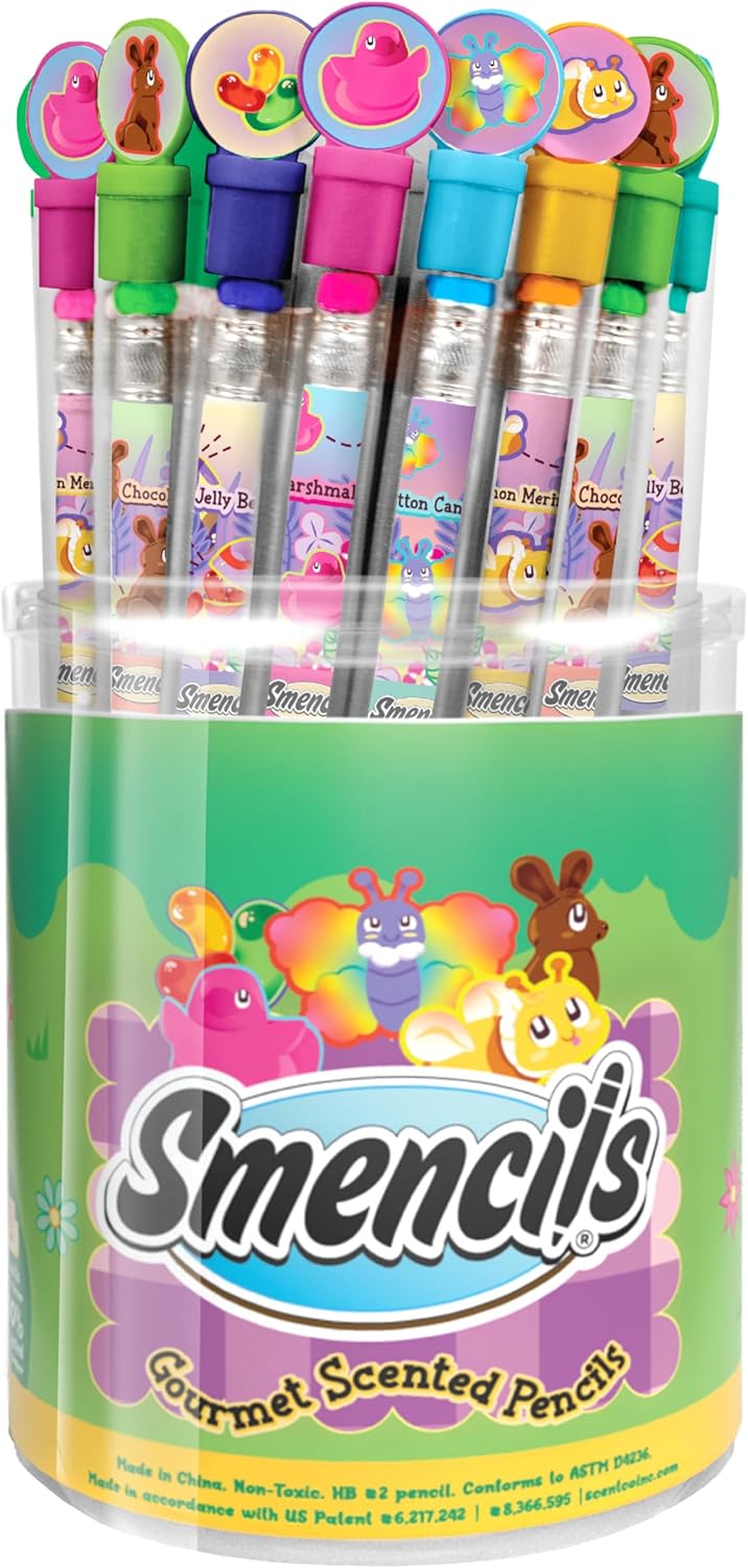 Spring Smencils Cylinder - HB #2 Patented Gourmet Scented Pencils, 50 Count - Gifts for Kids, Classroom Rewards, Party Favors, Easter day