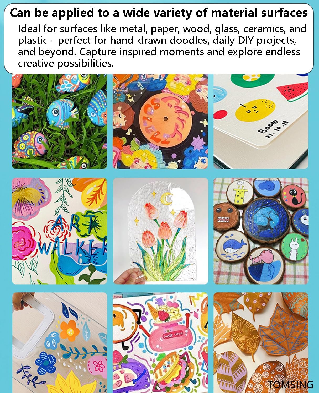 80 Brush Markers Pens,Water-based Ink and Quick-Drying,Painting Supplies Perfect for Plastic Sheets Fabric Bags Ceramics Stone Pottery Wood and Handmade Crafts（80 Colors）