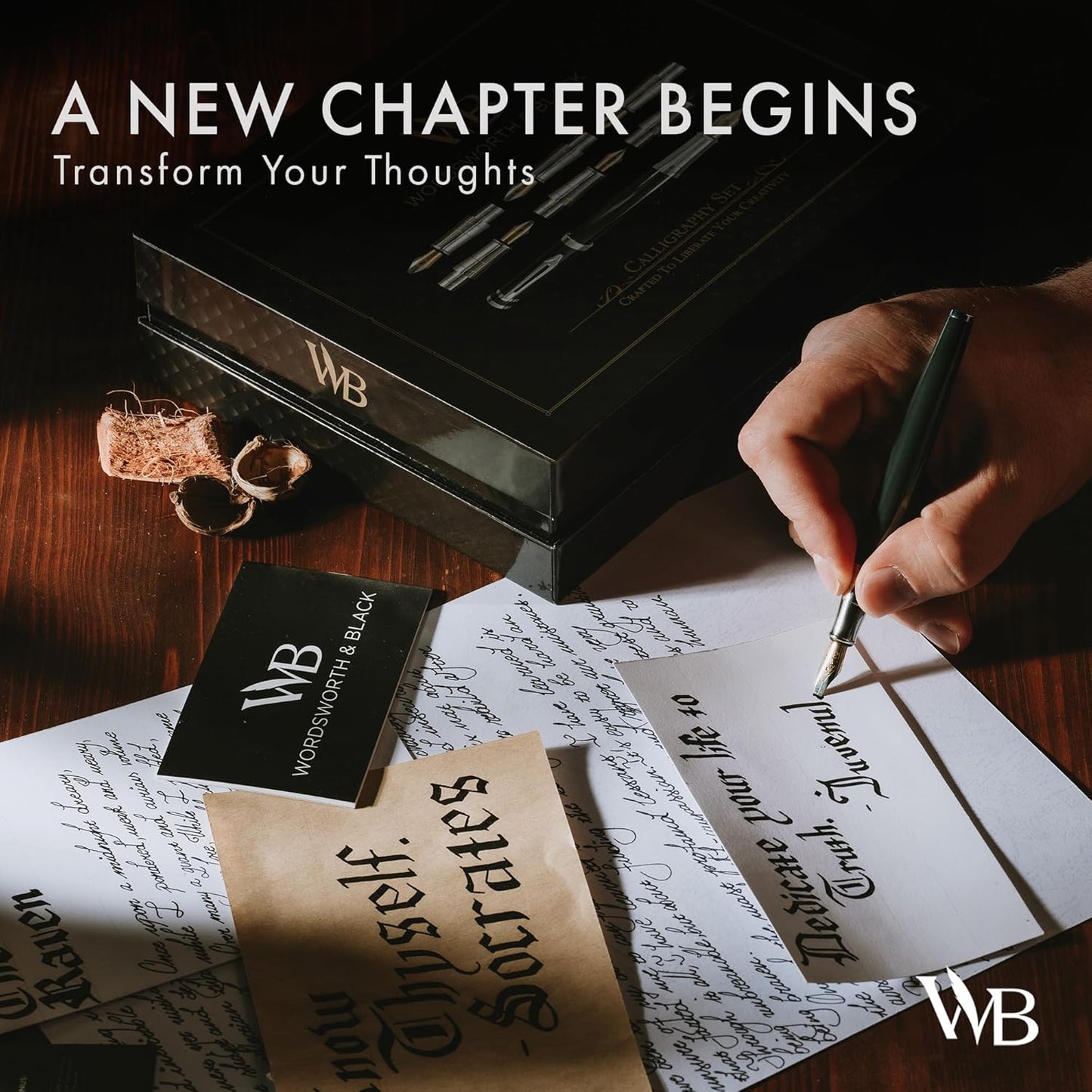 Wordsworth & Black Calligraphy Pen Gift Set, Includes Bottle, 6 Cartridges, Refill Converter, 6 Replacement Nibs, Premium Package, Journaling, Smooth Writing Pens [Green Chrome]