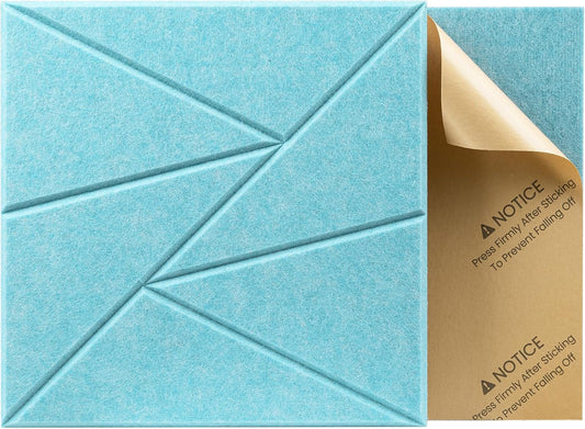 12 pack Acoustic Panels With Self-Adhesive, 12"X 12"X 0.4"Sound Proof Foam Panels, Sound Panels High Density, Soundproof Wall Panels for Home Studio Office Aqua Blue