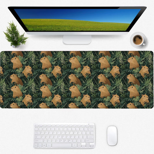 Capybara Gaming Mouse Pad, Desk Mat, Non-Slip Rubber Base Cool Aesthetic MousePads for Computer Laptop Keyboard Office School Home Desktop Decor 31.5" x 11.8"