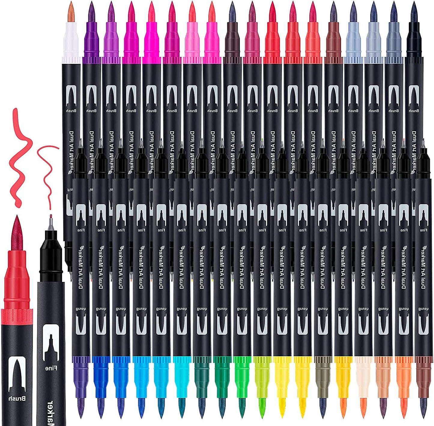 Dual Brush Marker Pens, 36 Colors Art Markers with Fine and Brush Tip Coloring Markers for Adults, Marker for Journaling Calligraphy Drawing Sketching Doodling Illustrating