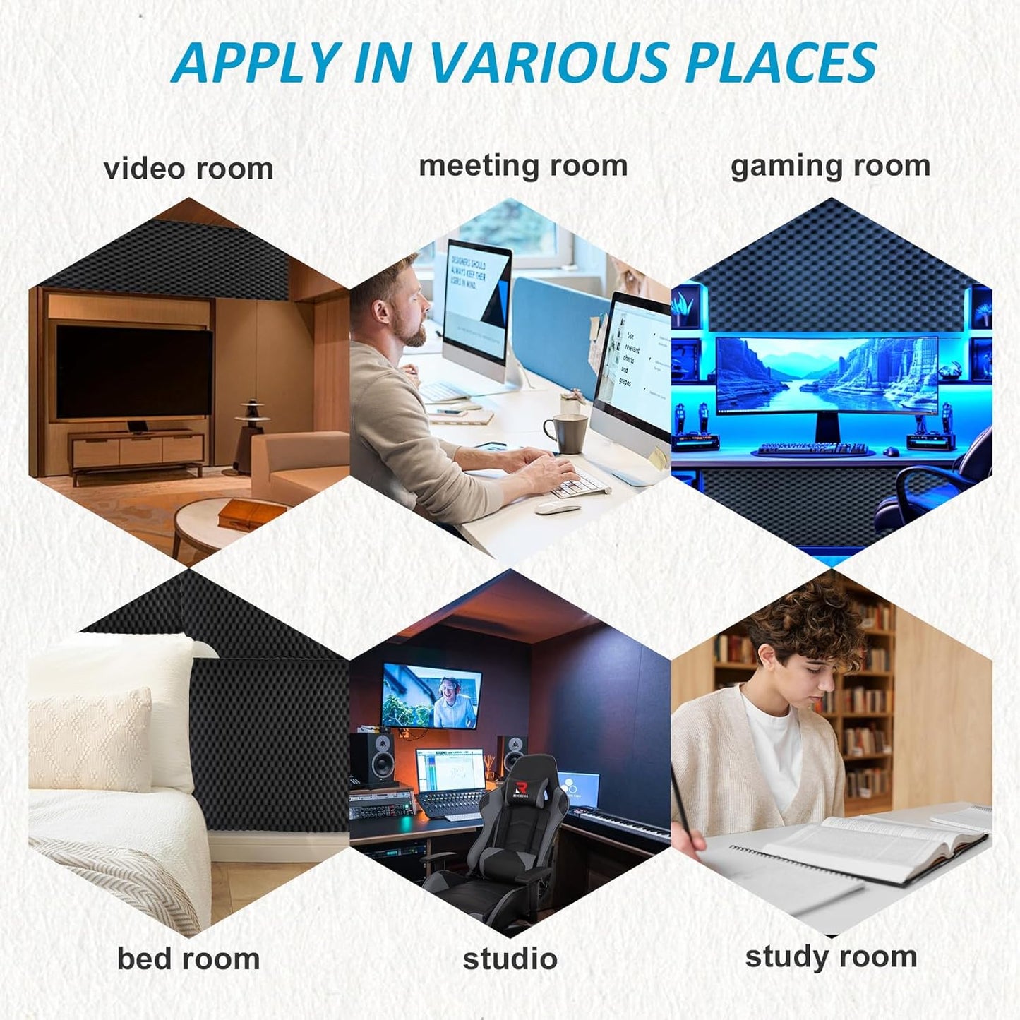 2 pack, 48x24x2 inches acoustic foam panels Egg Crate Foam Padding sound proof panels for walls Soundproof Foam Studio Acoustic Treatment Studio Foam panels Soundproofing Used to Absorb Echoes