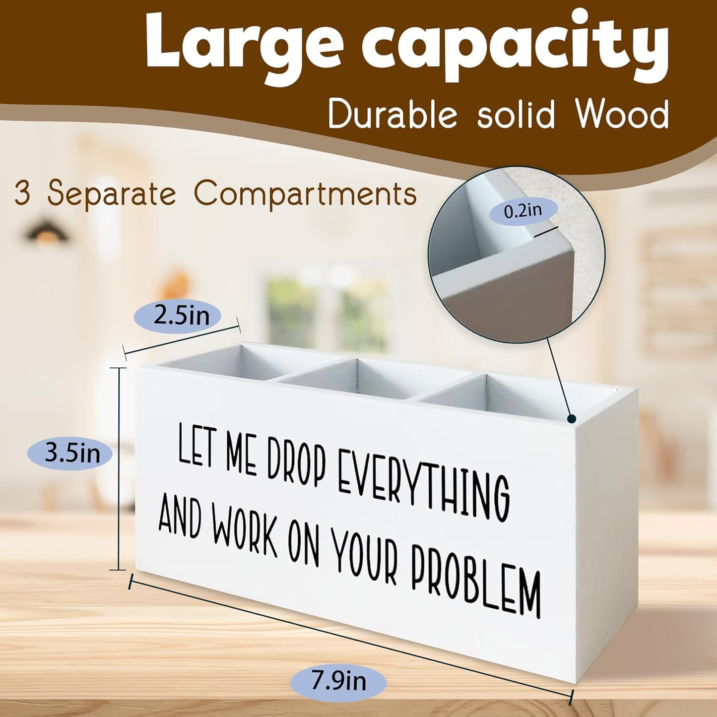 Funny Pen Holder for Desk, Office Humor Gifts for Women Men Coworkers Boss, Work Humor Gifts, Let Me Drop Everything Funny Wooden Pen Pencil Holder Organizer for Office Desk Accessories